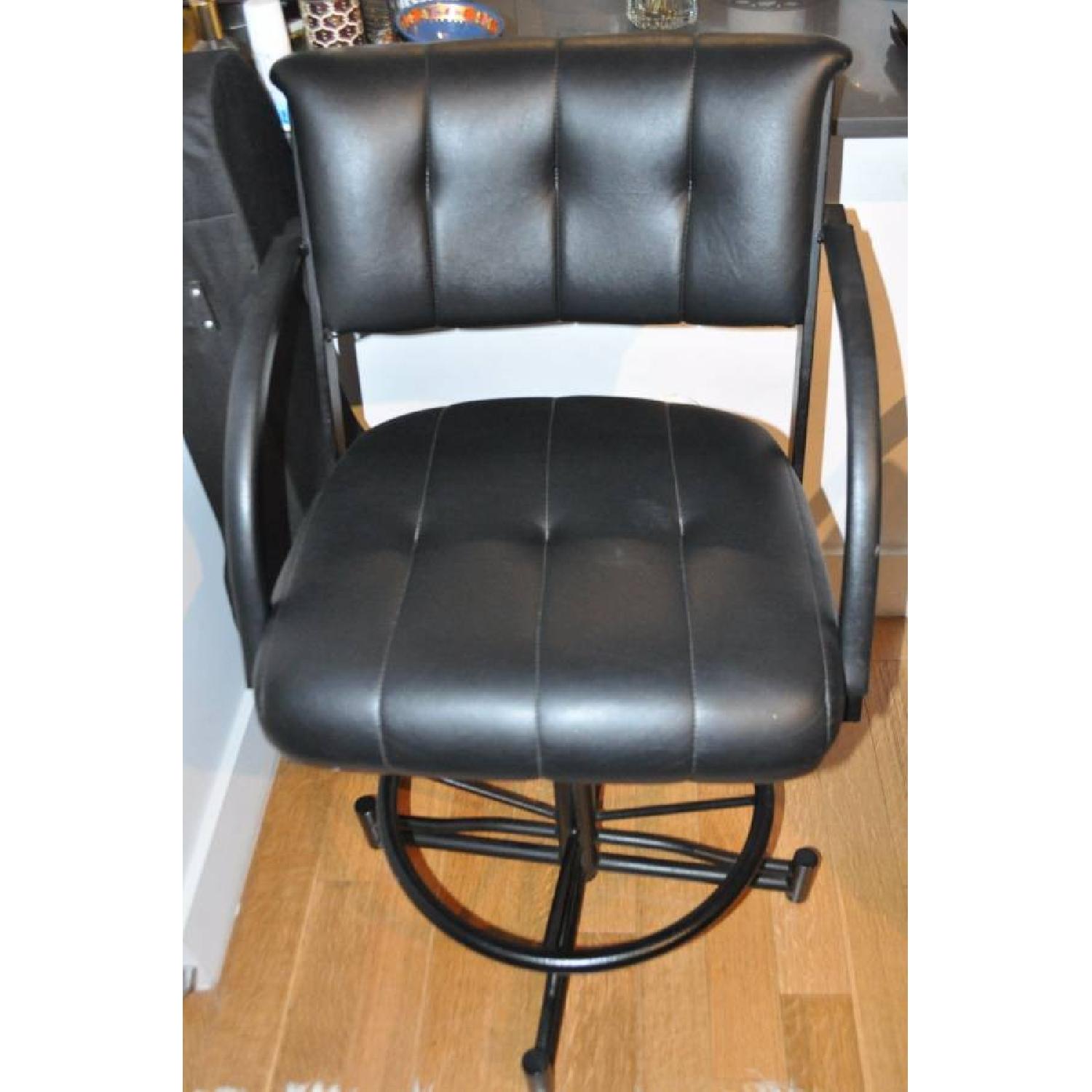 Italian Leather Bar Stools w/ Arms - image-1