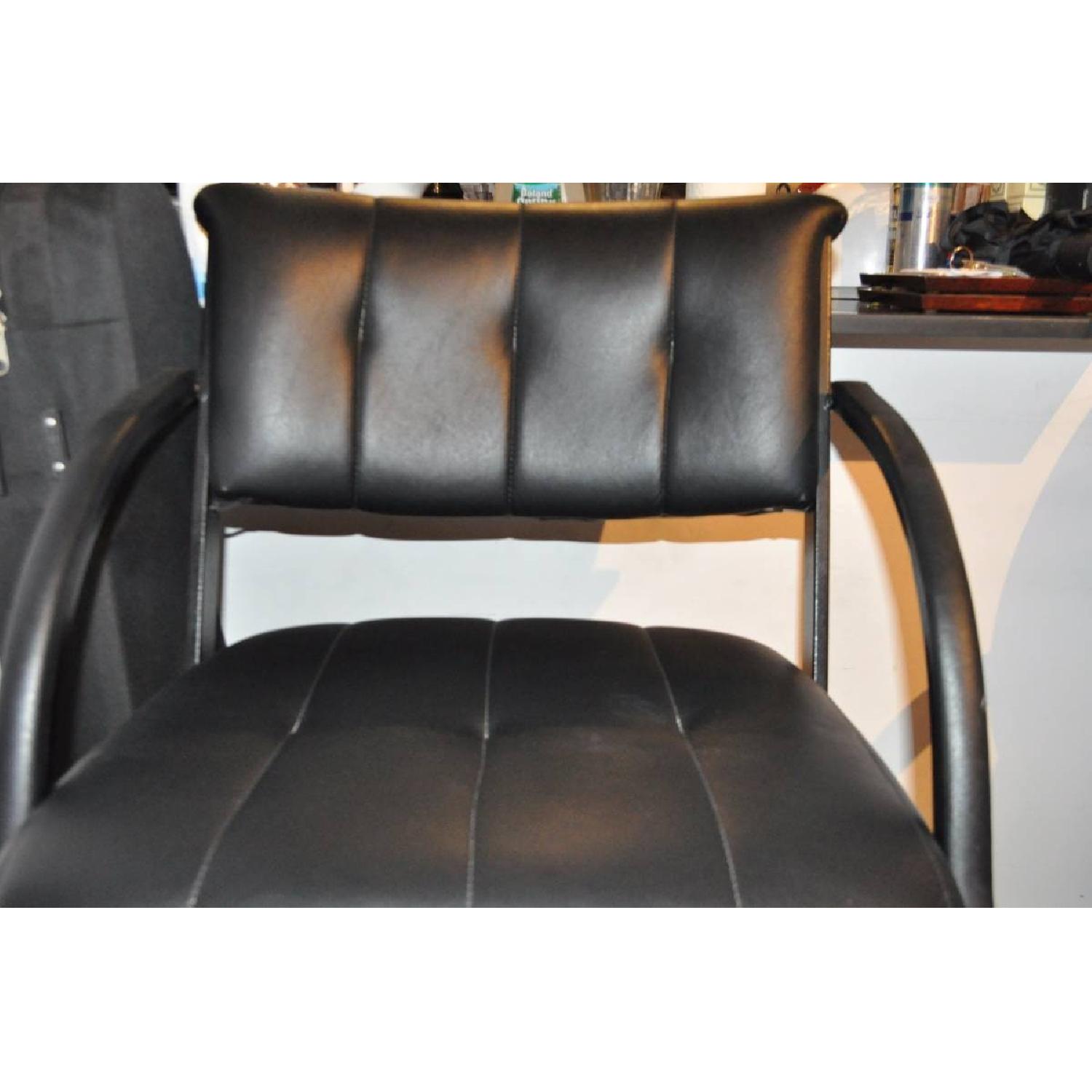 Italian Leather Bar Stools w/ Arms - image-3