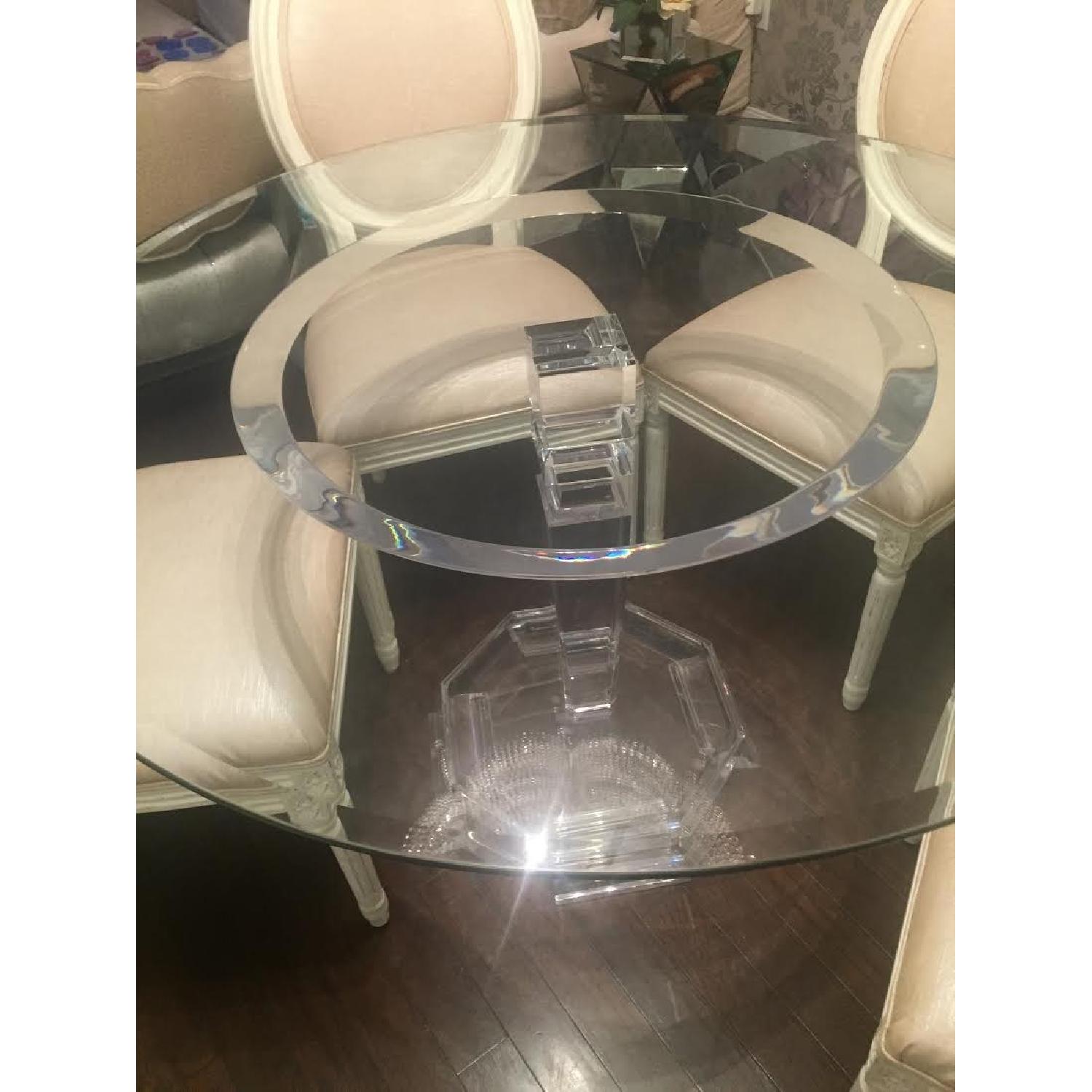 Custom Glass Top Table w/ Lucite Base - image-1