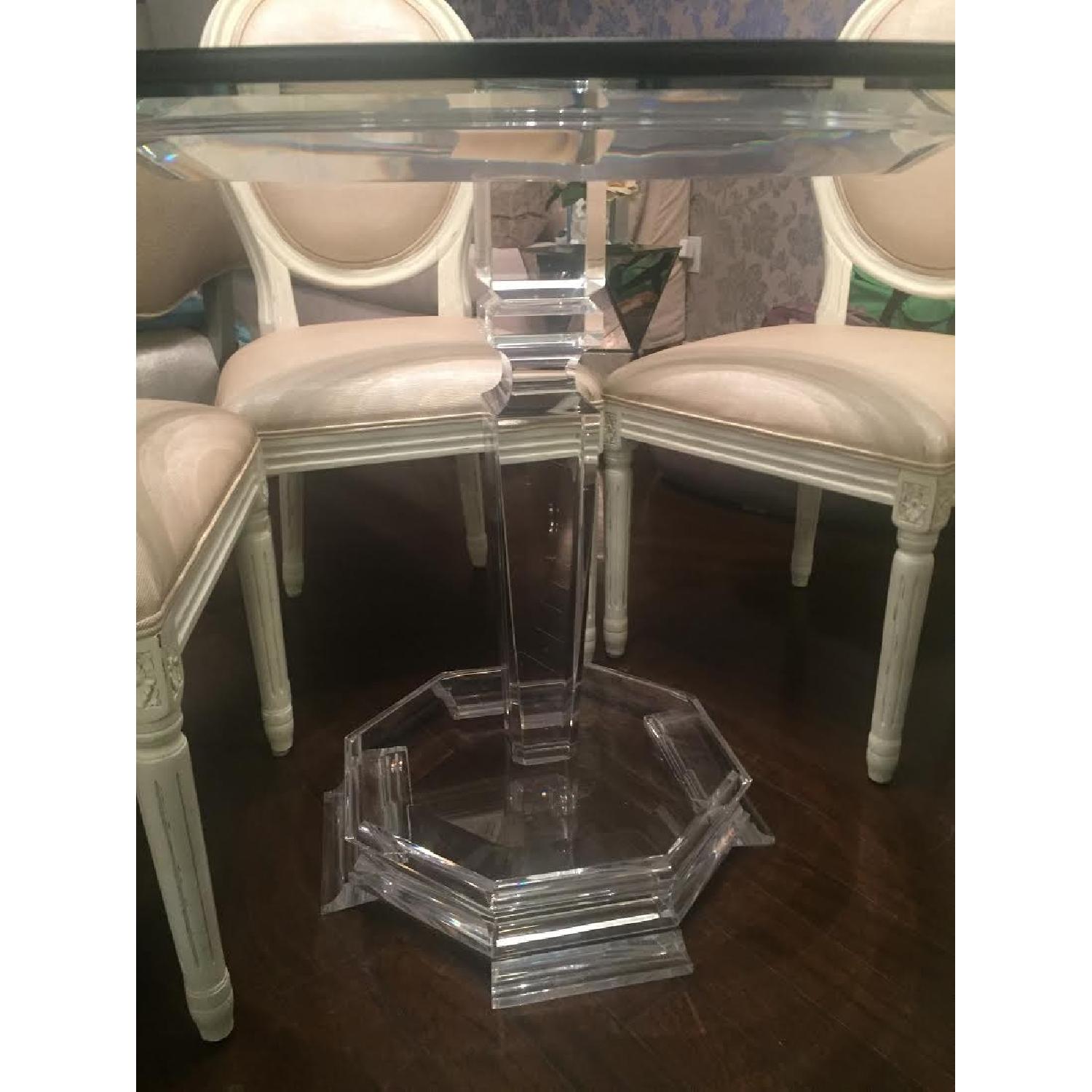 Custom Glass Top Table w/ Lucite Base AptDeco