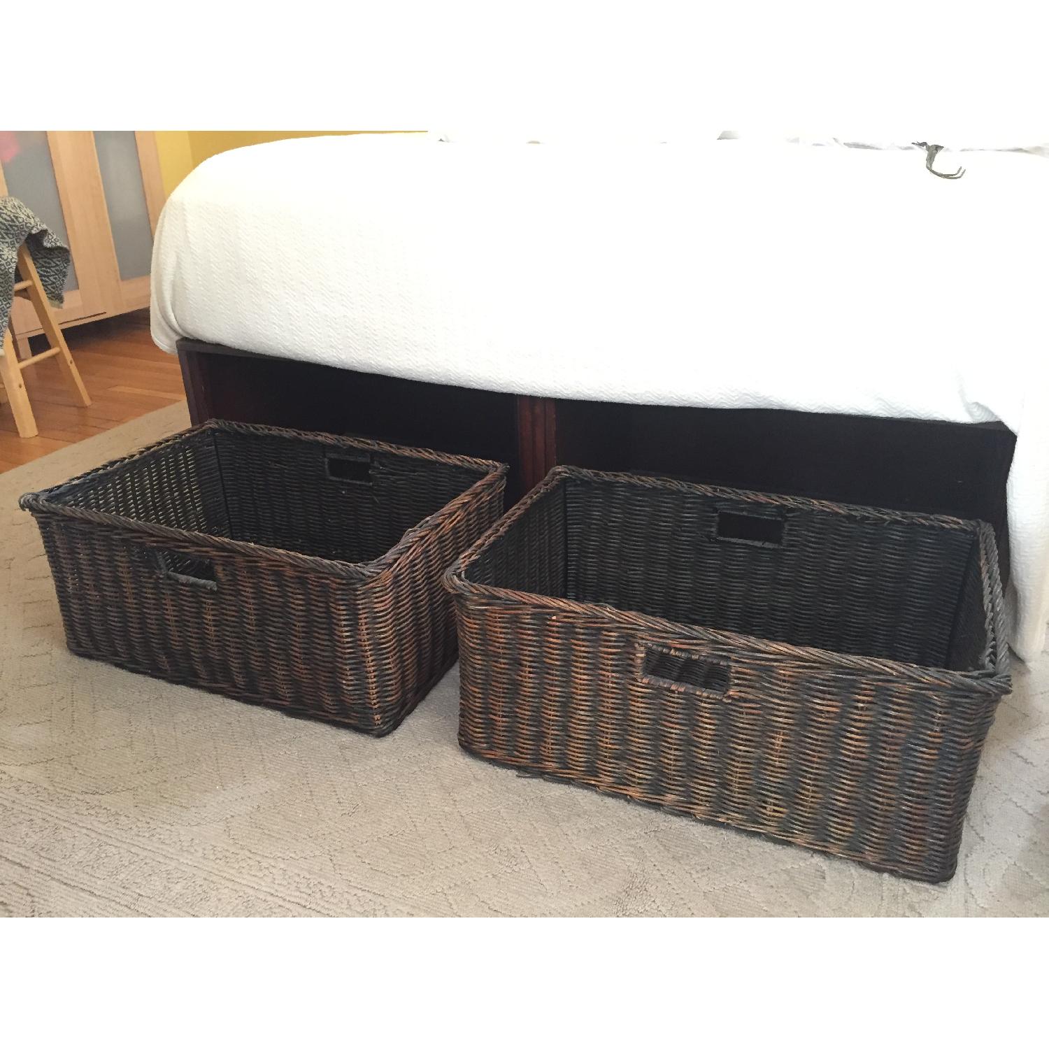 Pottery Barn Stratton Storage Platform Bed w/ Baskets AptDeco
