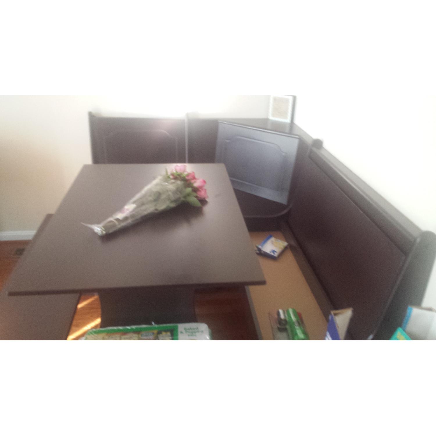 Corner Kitchen Table w/ 2 Benches & Built in Storage - image-2