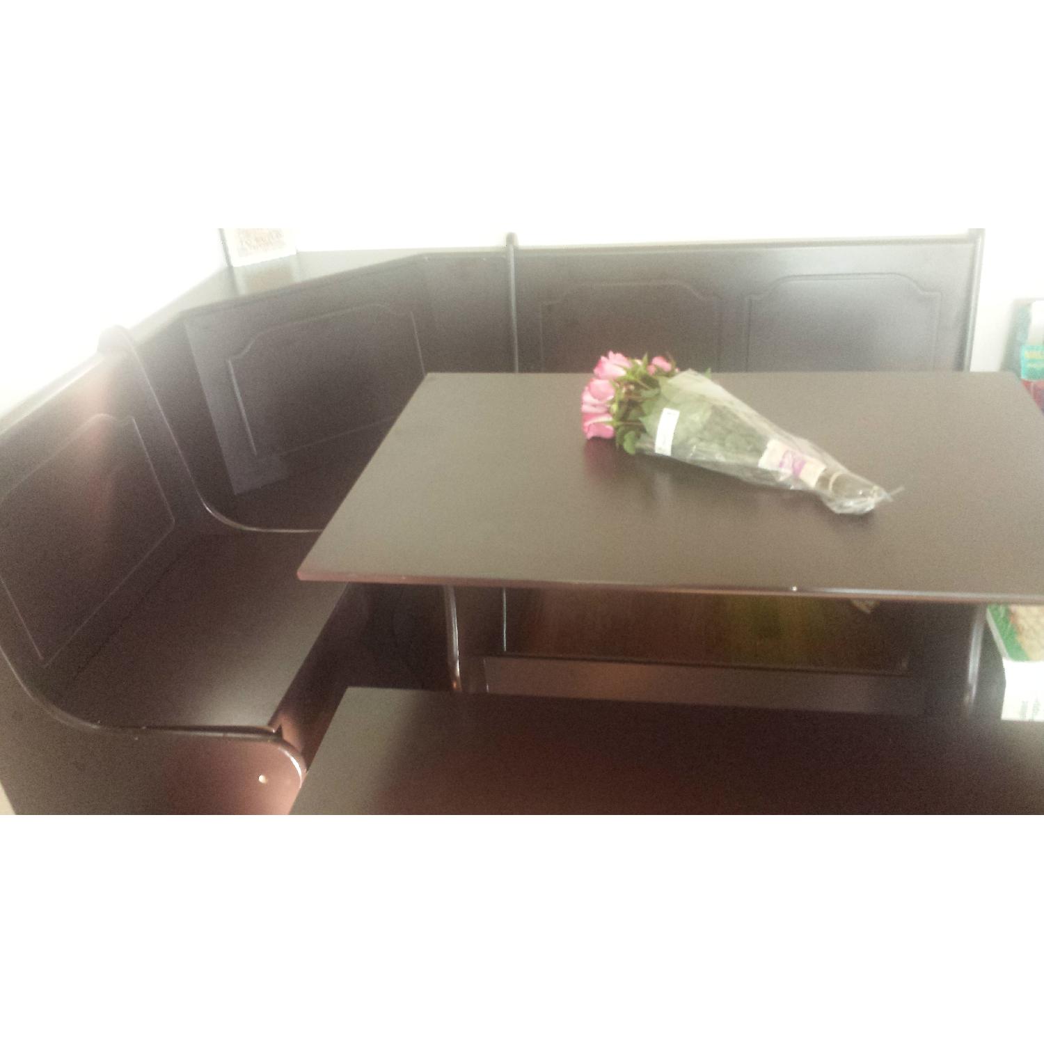 Corner Kitchen Table w/ 2 Benches & Built in Storage - image-3