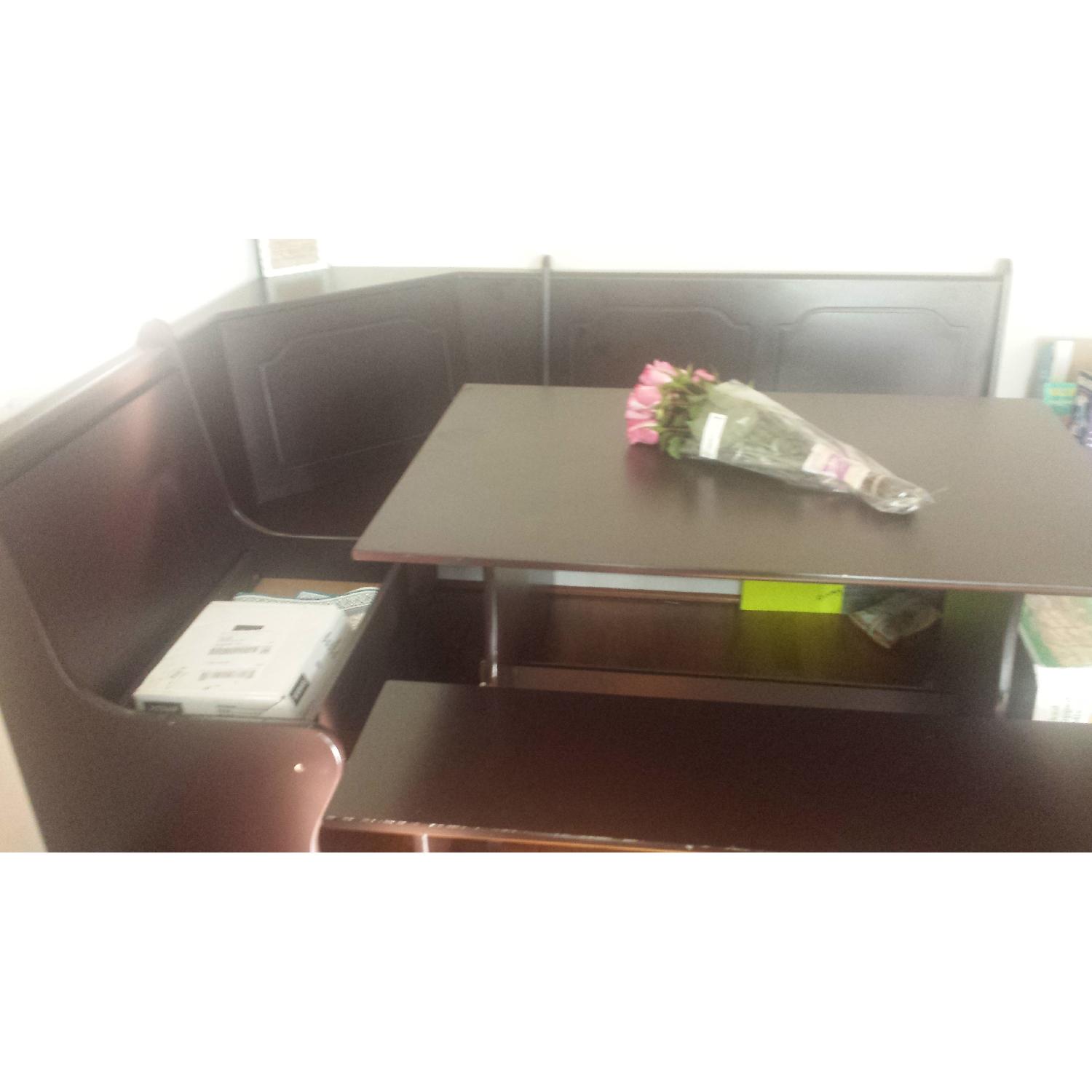 Corner Kitchen Table w/ 2 Benches & Built in Storage - image-4