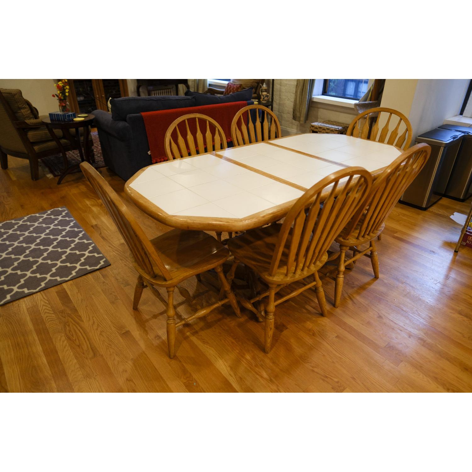 Dinaire Expanding Oak & Ceramic Dining Table w/ 6 Chairs - image-6