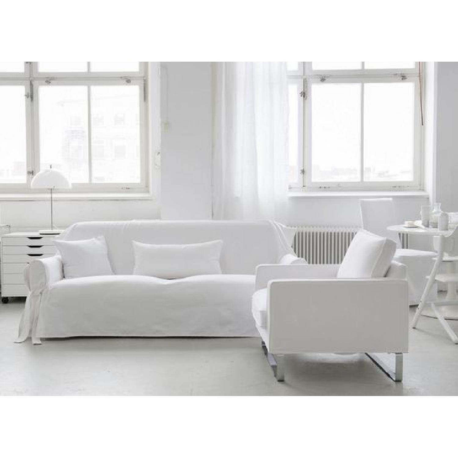 Ikea Mellby White Leather Armchair - image-4