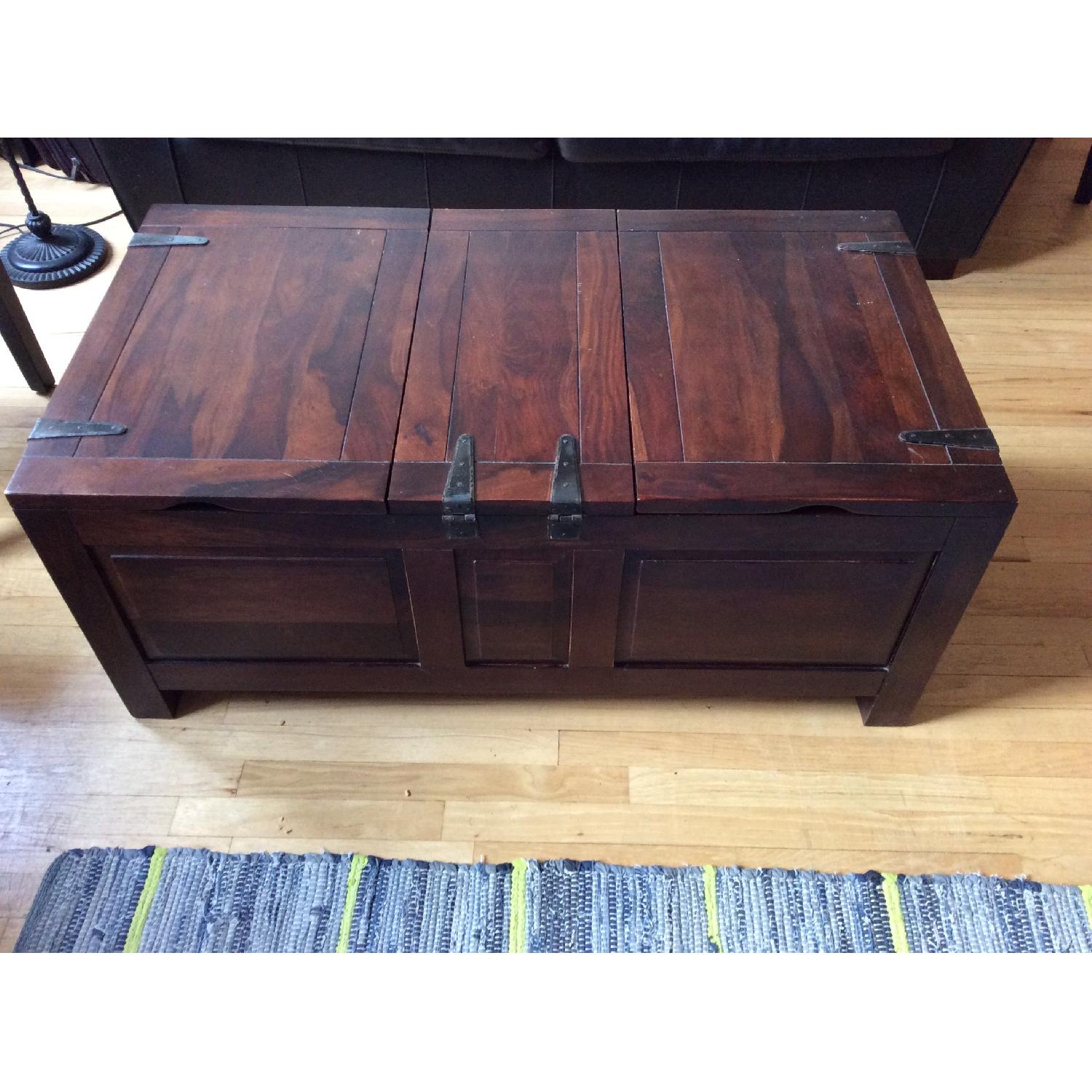 Crate & Barrel Wood Coffee Table Trunk w/ Storage - image-1
