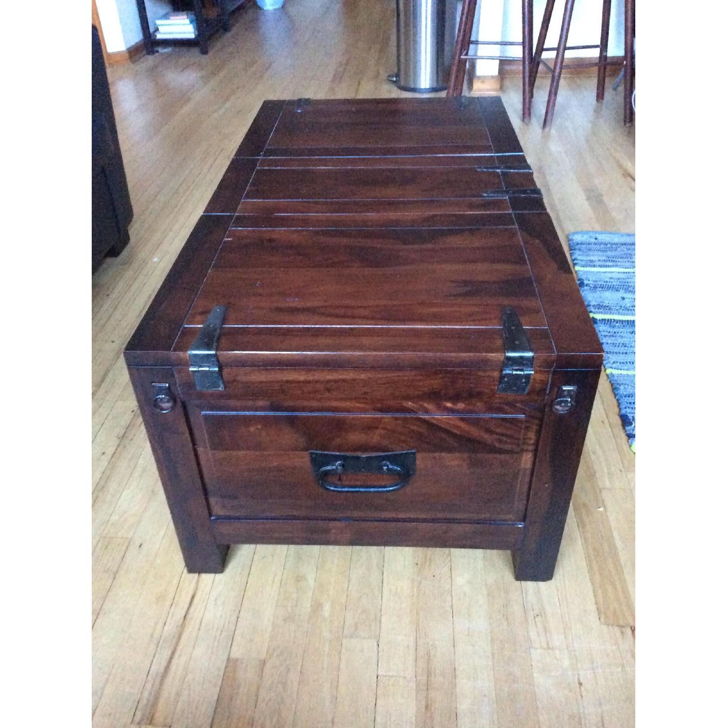 Crate & Barrel Wood Coffee Table Trunk w/ Storage - image-2