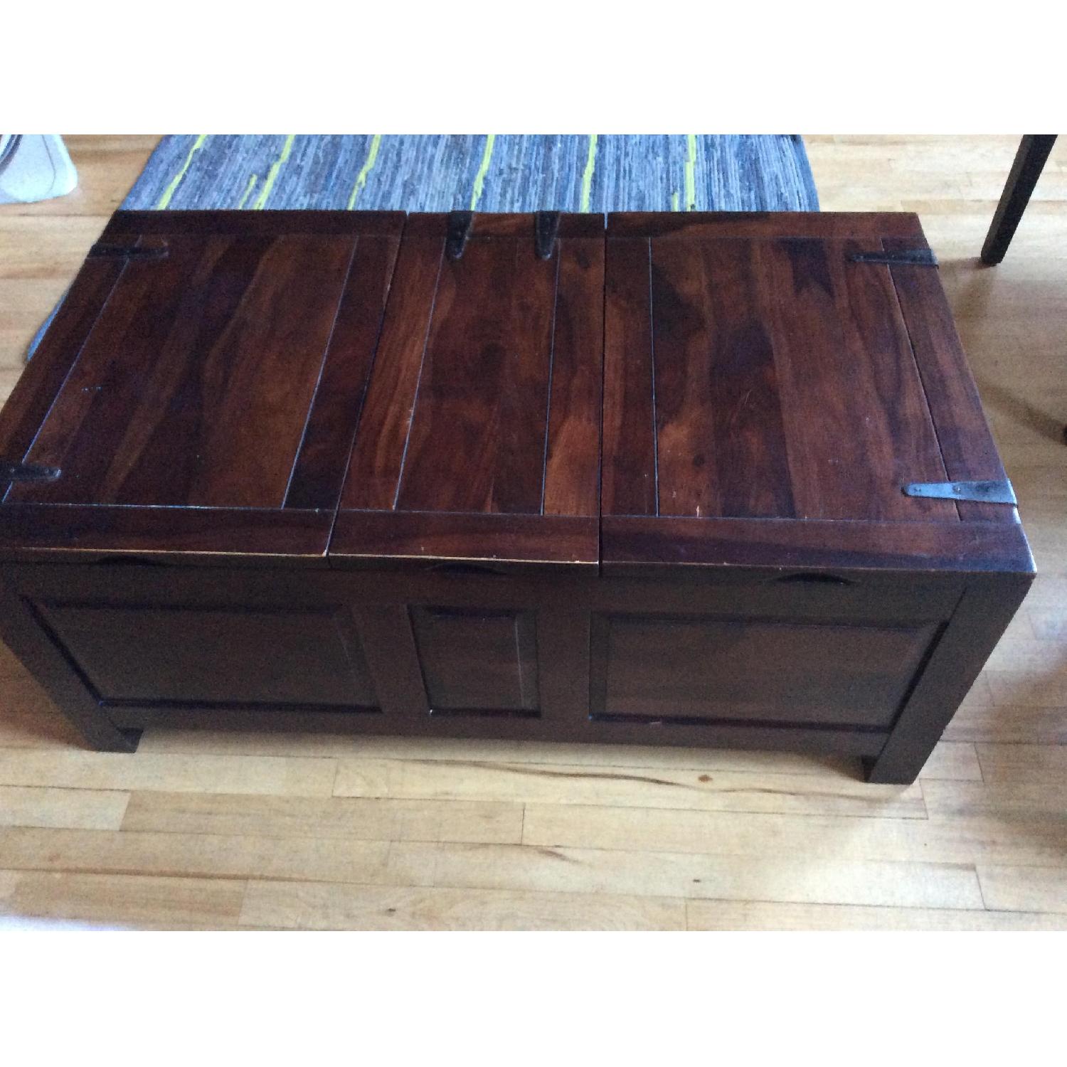 Crate & Barrel Wood Coffee Table Trunk w/ Storage - image-3