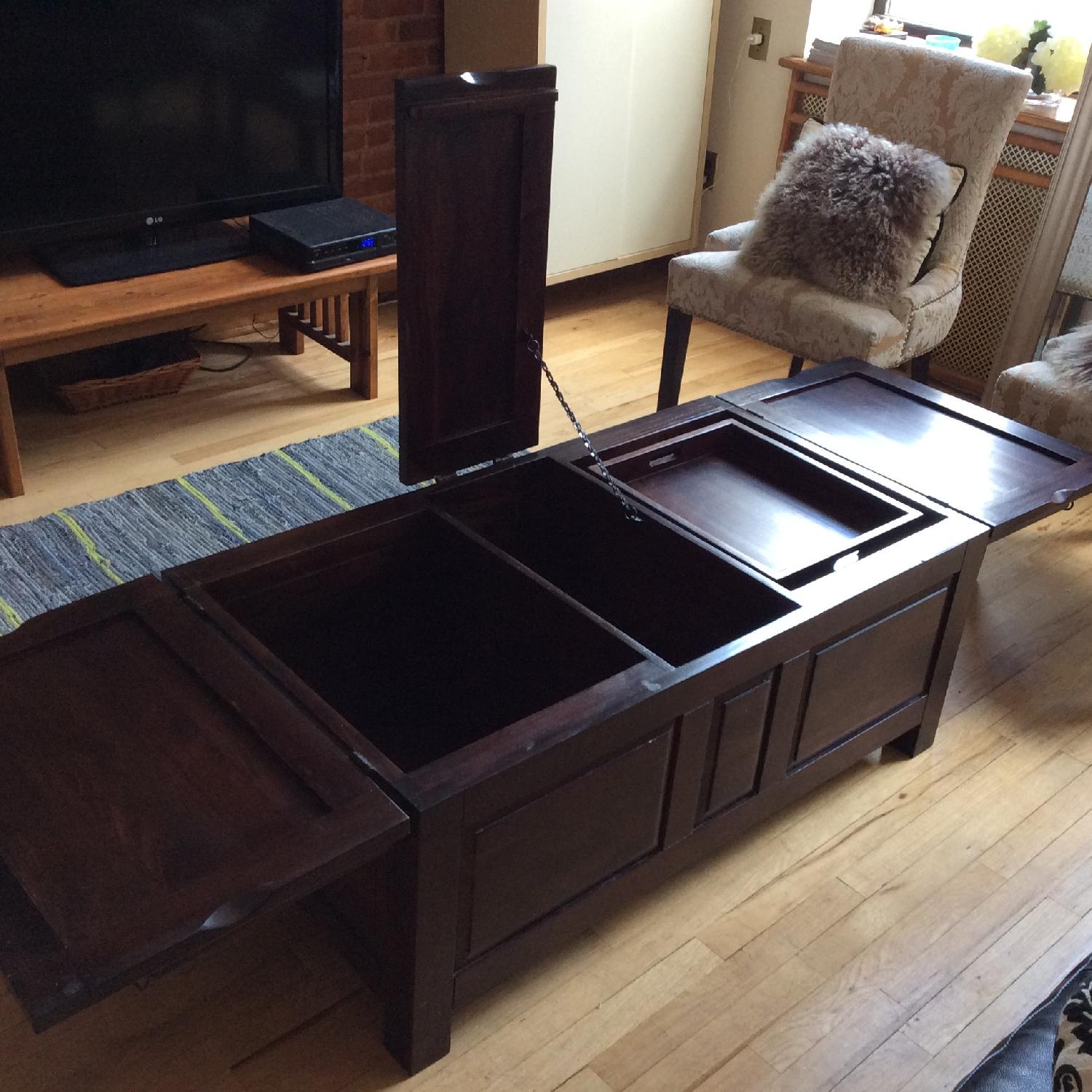 Crate & Barrel Wood Coffee Table Trunk w/ Storage - image-4