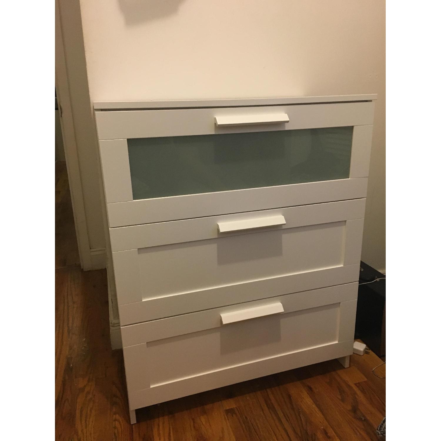 Ikea Melamine White 3 Drawer Dresser AptDeco
