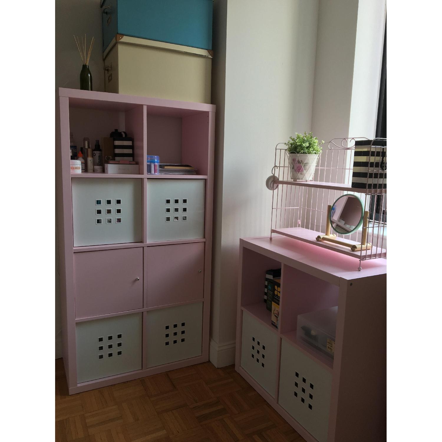 Ikea Elena Pink Small & Tall Shelving Units w/ Doors + Wire Shelves - image-4