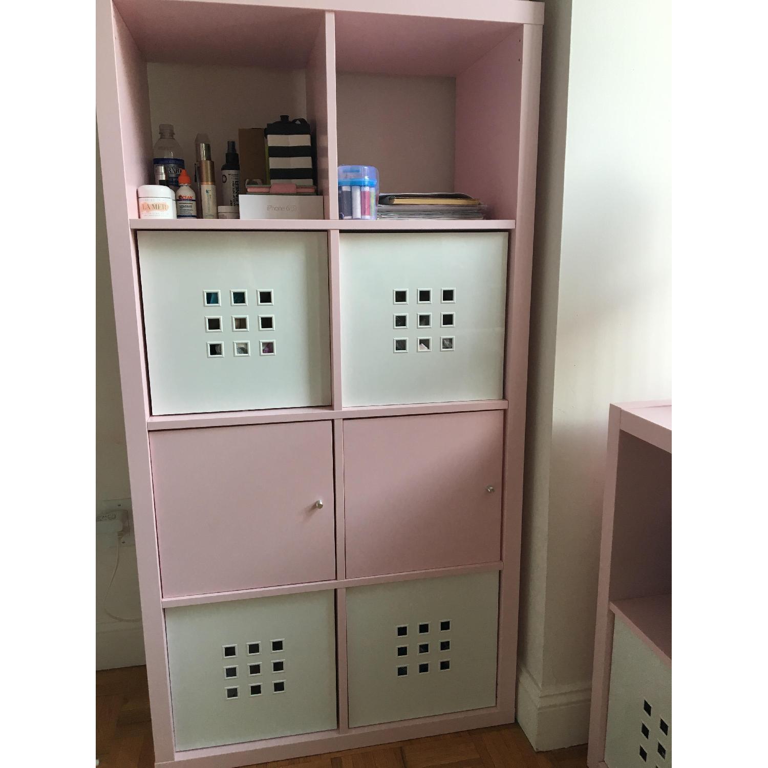 Ikea Elena Pink Small & Tall Shelving Units w/ Doors + Wire Shelves - image-5