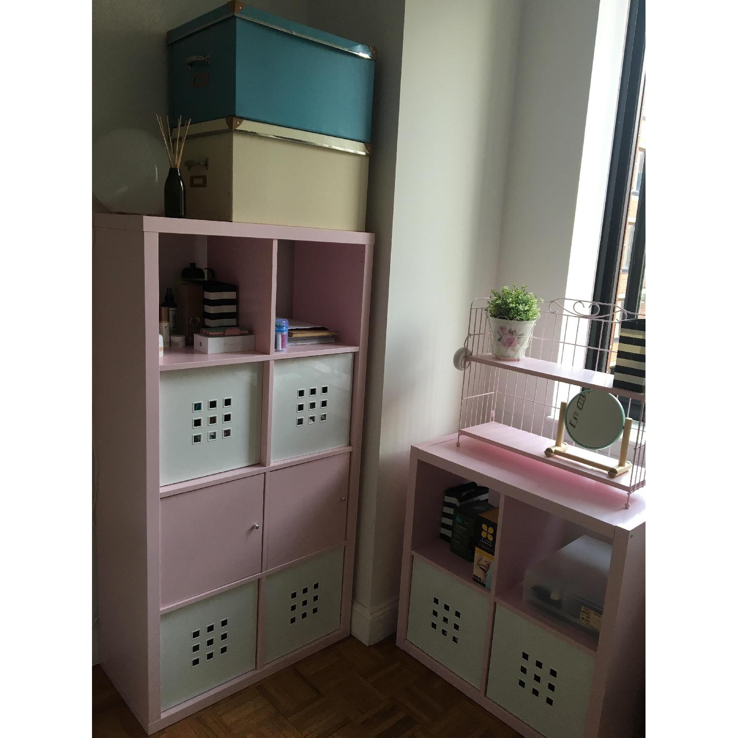 Ikea Elena Pink Small & Tall Shelving Units w/ Doors + Wire Shelves - image-6