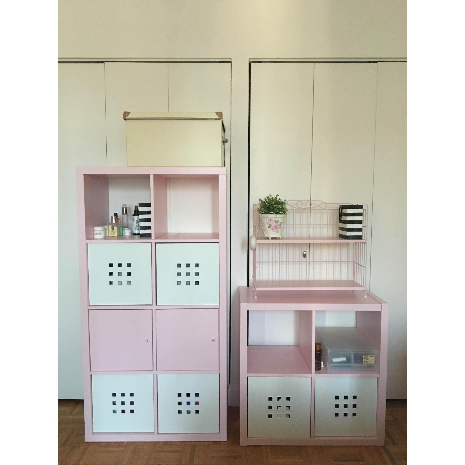 Ikea Elena Pink Small & Tall Shelving Units w/ Doors + Wire Shelves - image-9