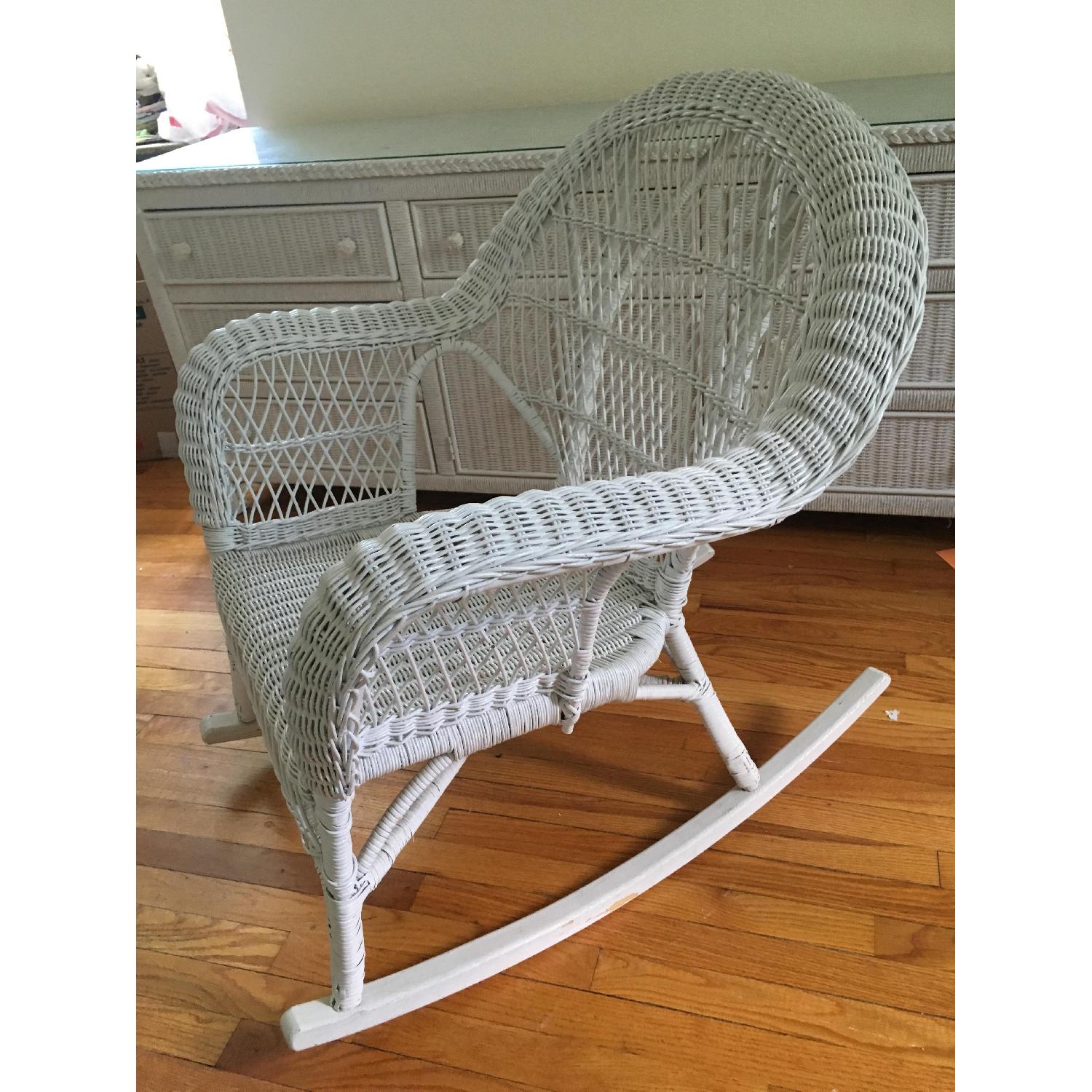 Henry Link White Wicker Rocking Chair AptDeco