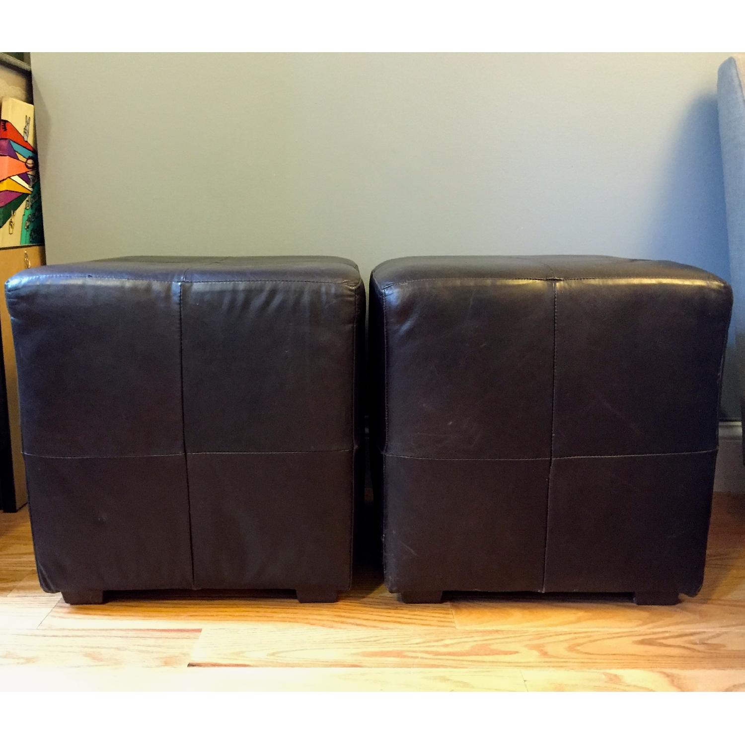Square Leather Ottomans - image-1