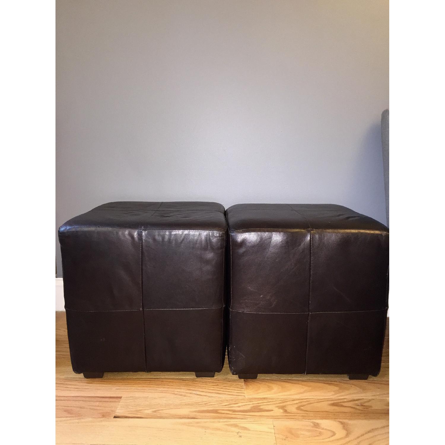 Square Leather Ottomans - image-3