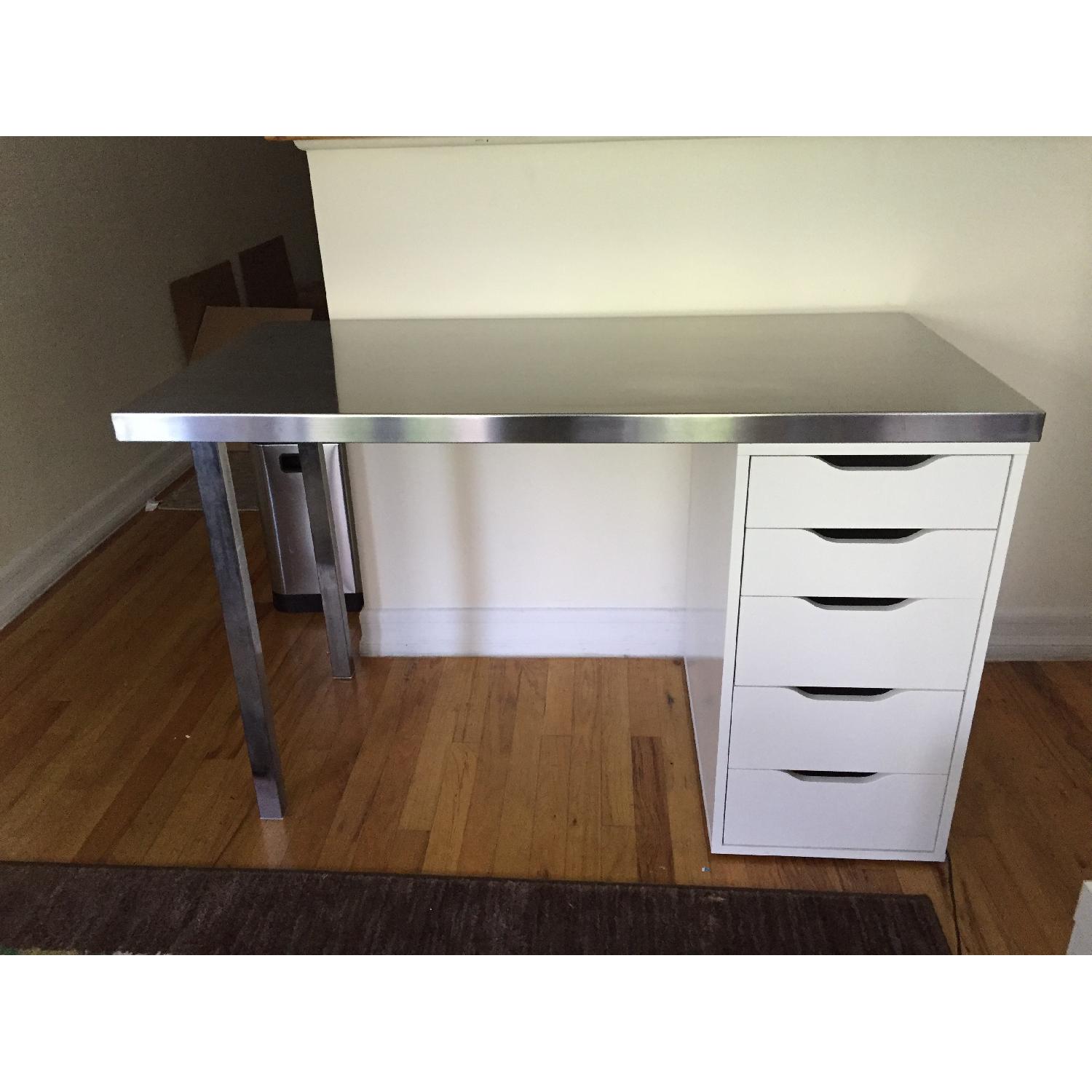 Ikea Steel Desk Top w/ Drawers - image-2