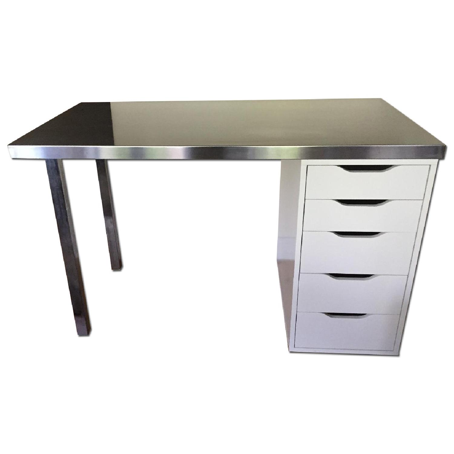 Ikea Steel Desk Top w/ Drawers - AptDeco