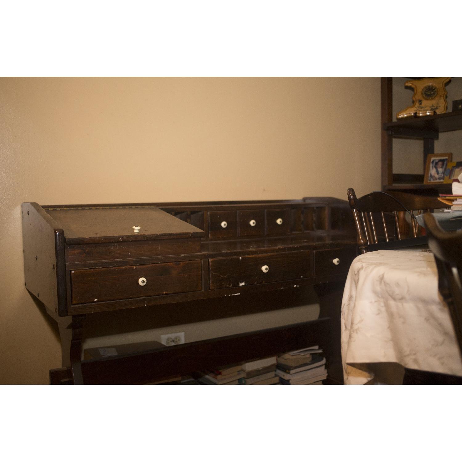 Ethan Allen Old Tavern Solid Antiqued Pine Apothecary Country Craftsman Desk - image-3