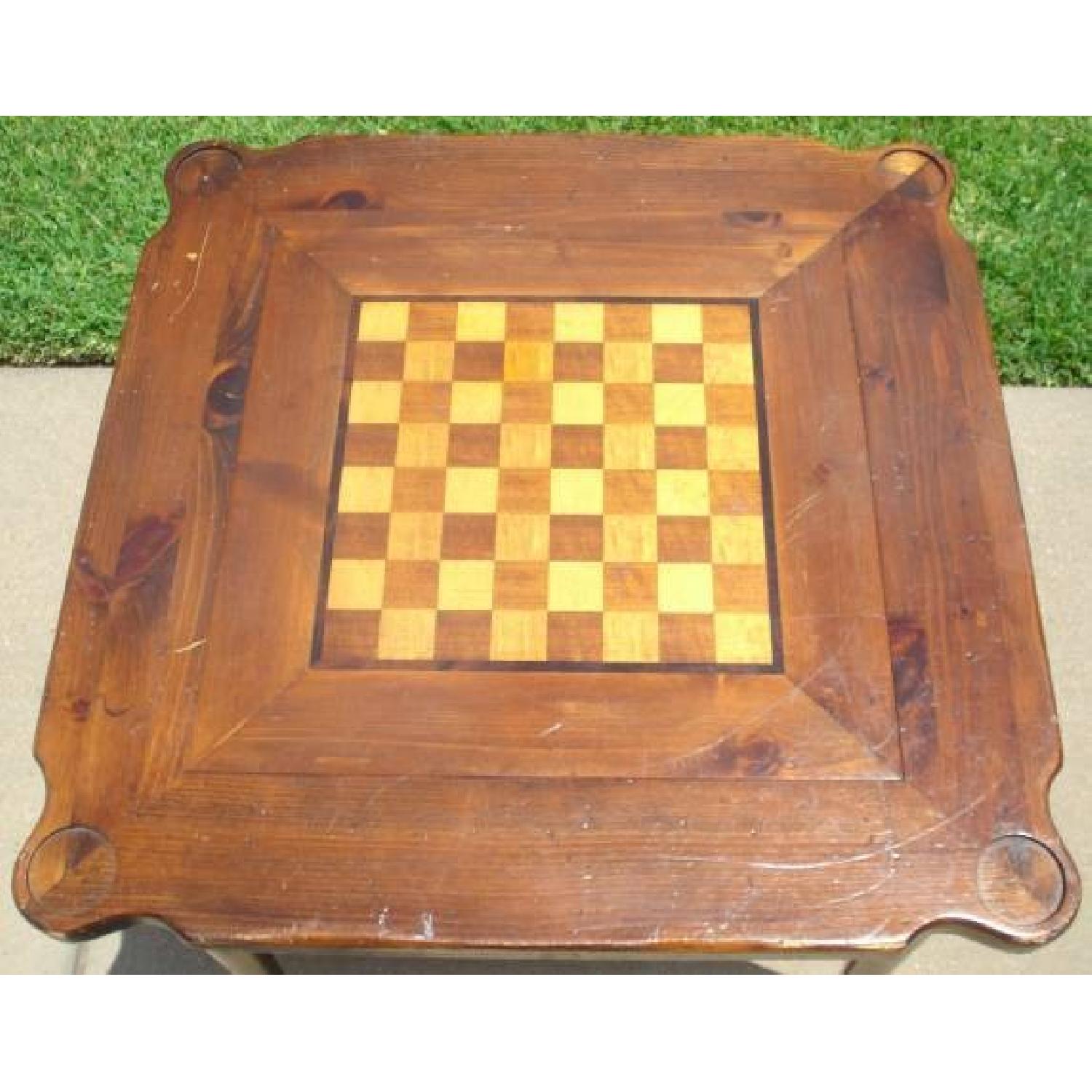 Ethan Allen Antiqued Pine Old Tavern Game/Checkerboard/Chess Table - image-1