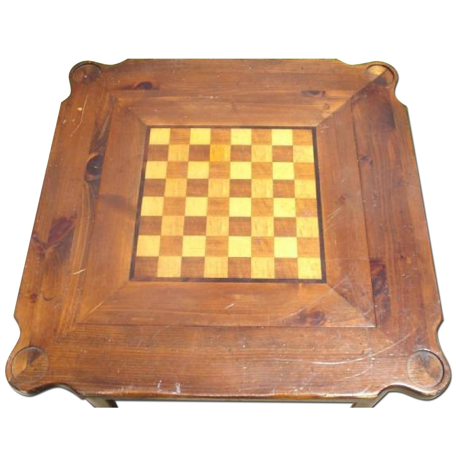 Ethan Allen Antiqued Pine Old Tavern Game/Checkerboard/Chess Table - image-0