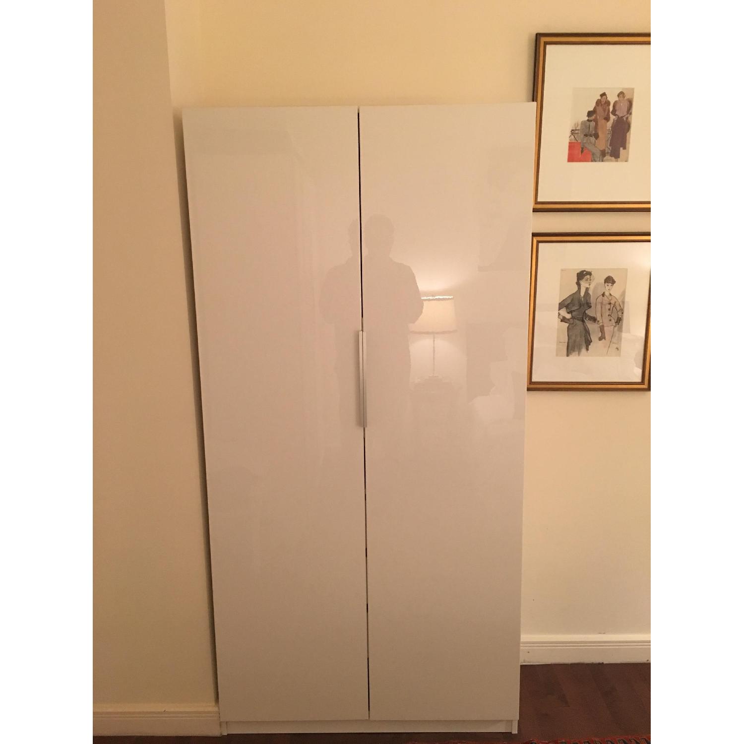 Ikea Pax White High Gloss Wardrobe (14" Deep) AptDeco