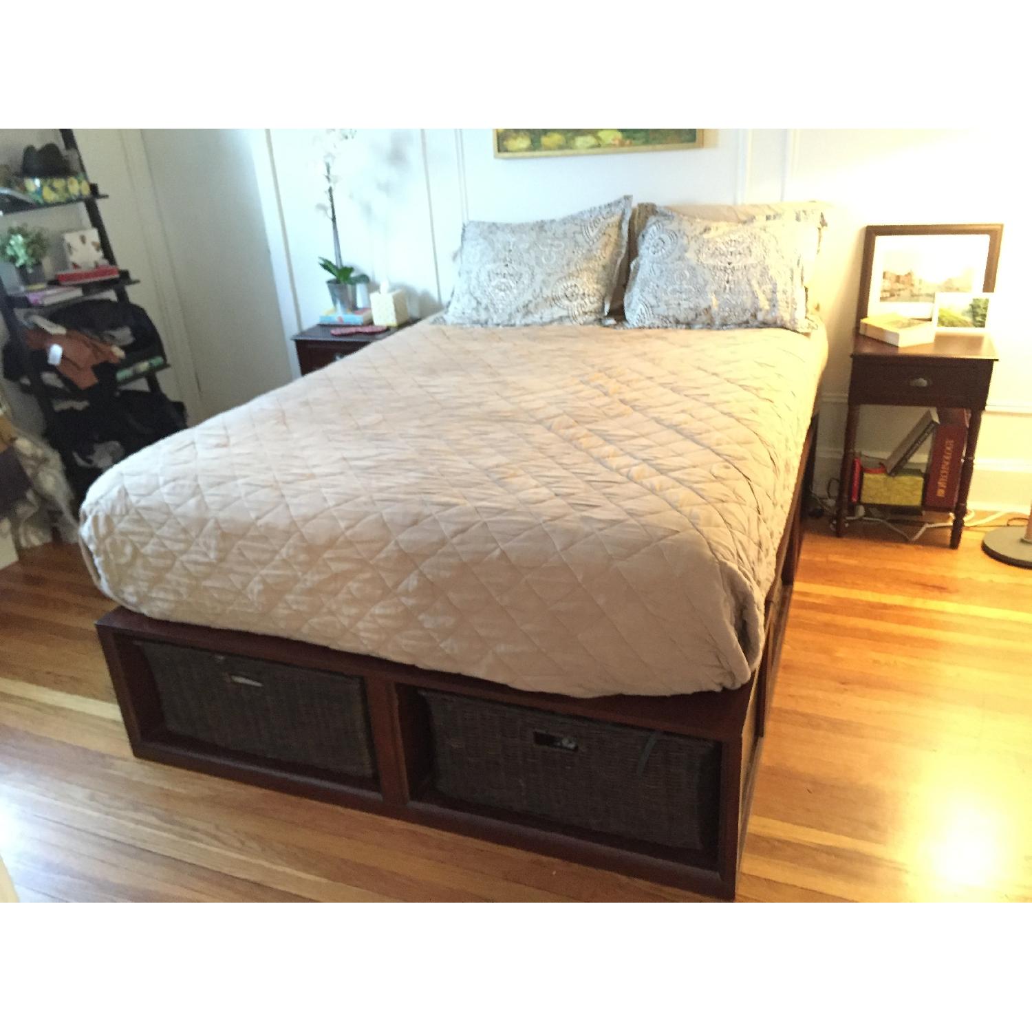 Pottery Barn Stratton Mahogany Queen/Full Storage Bed AptDeco