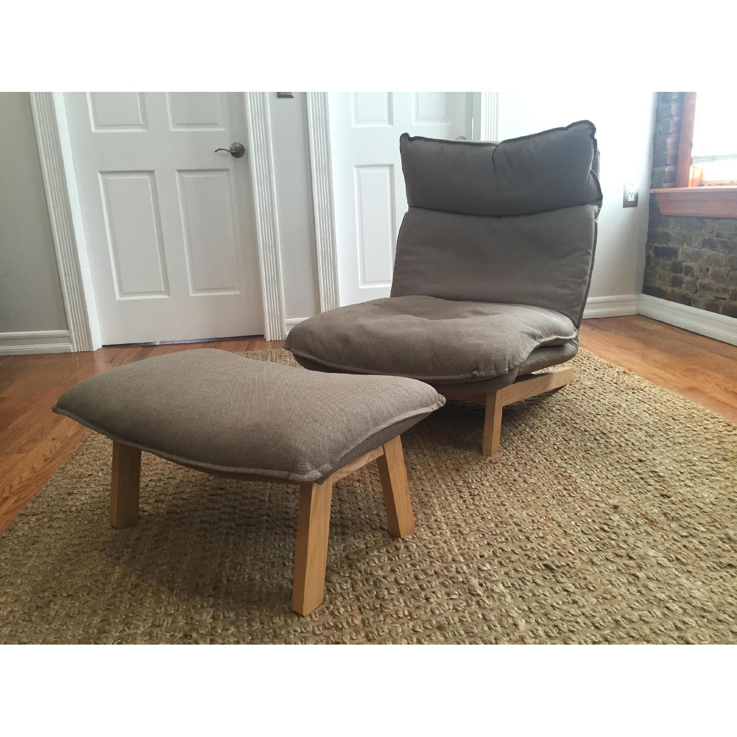 Muji High Back Reclining Sofa Chair Ottoman In Beige Aptdeco