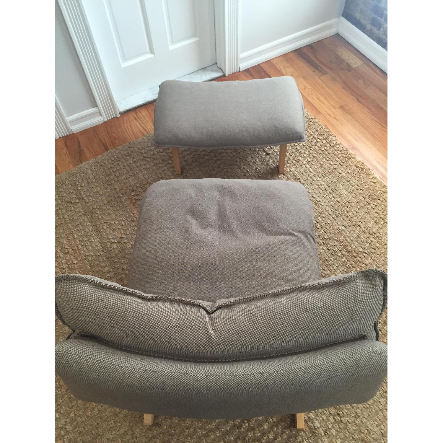 Muji High Back Reclining Sofa Chair & Ottoman in Beige - image-7