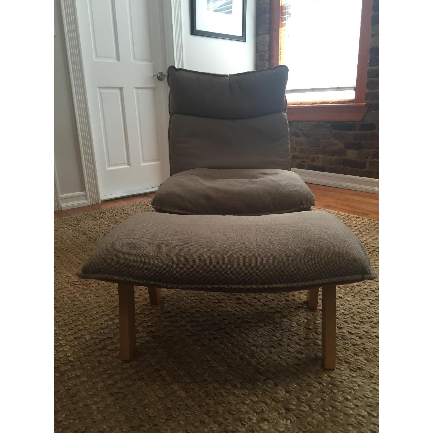 Muji High Back Reclining Sofa Chair & Ottoman in Beige AptDeco