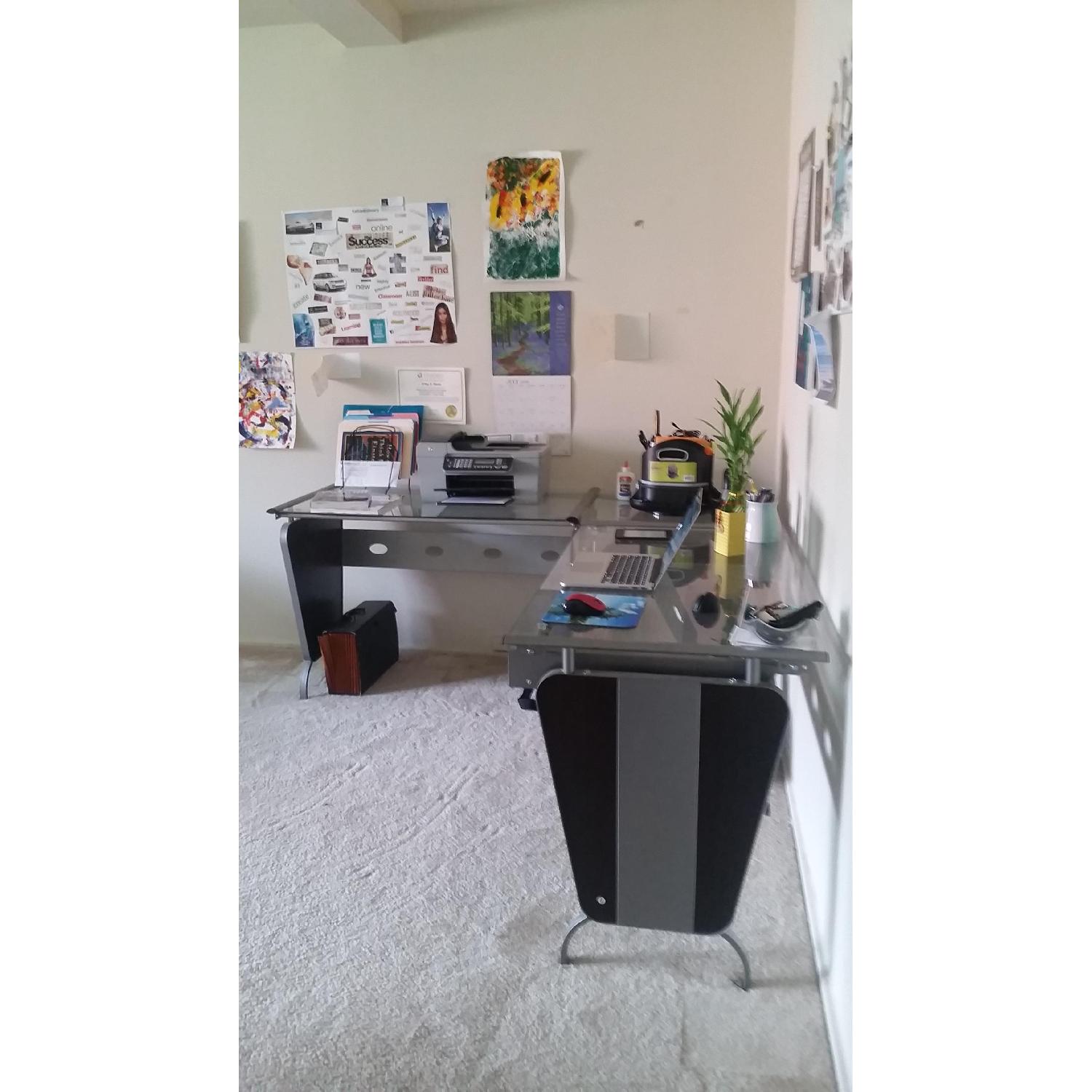 L Shape Glass Desk AptDeco