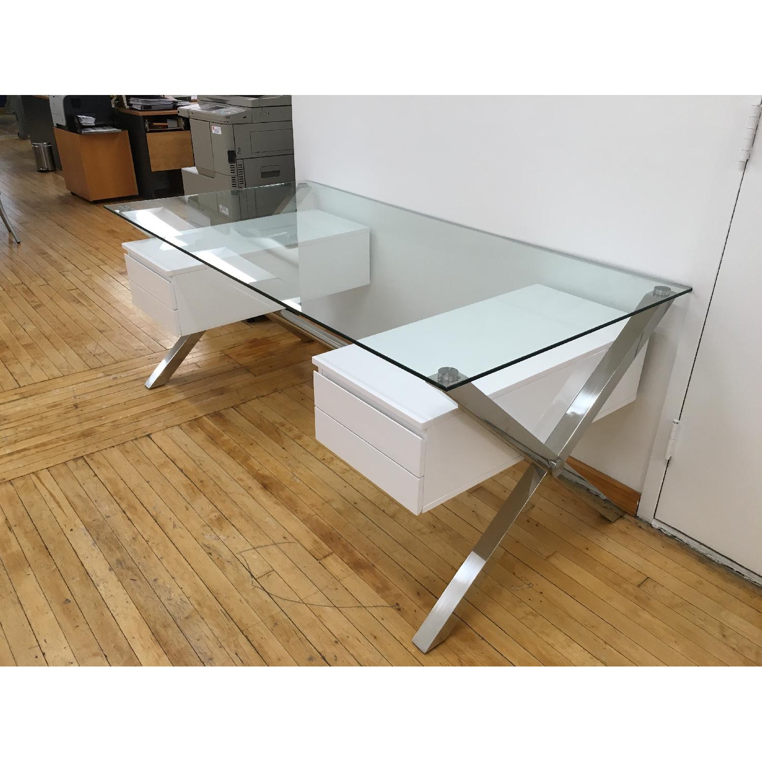 Tempered Glass Desk w/ Metal Frame - image-1