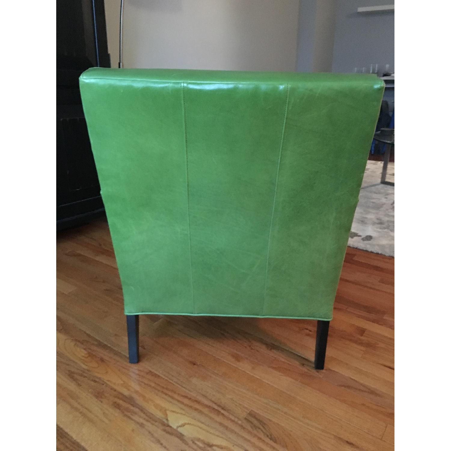 Crate & Barrel Olive Green Leather Chair AptDeco