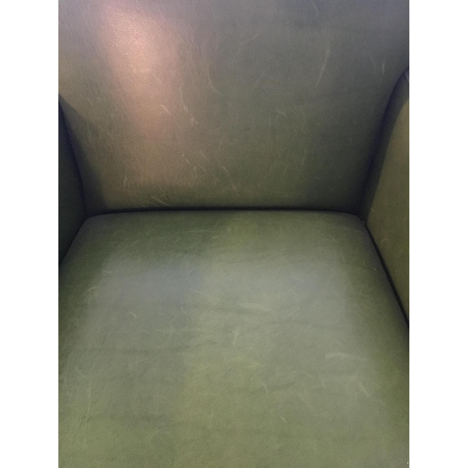 Crate & Barrel Olive Green Leather Chair - image-4
