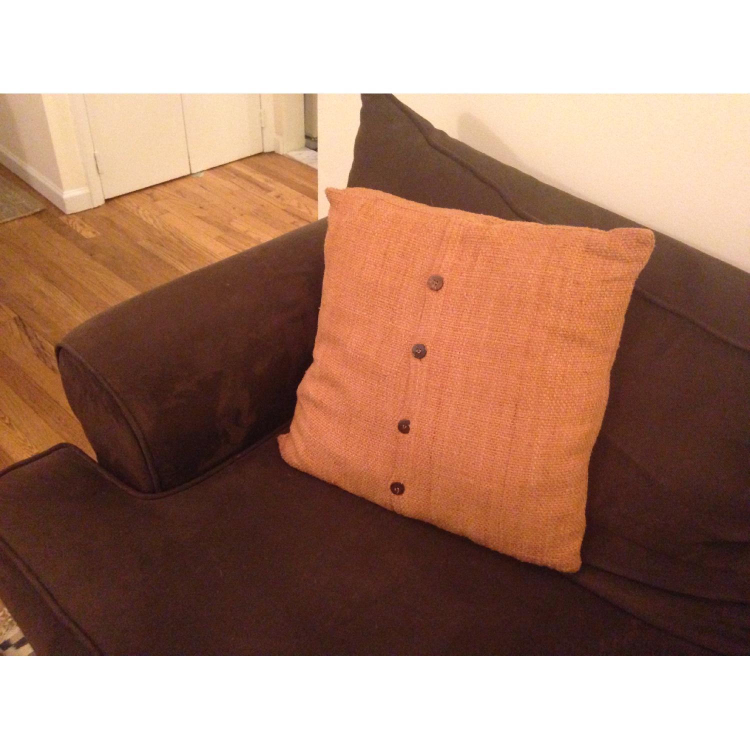 Raymour & Flanigan Brown Microfiber Couch - image-3