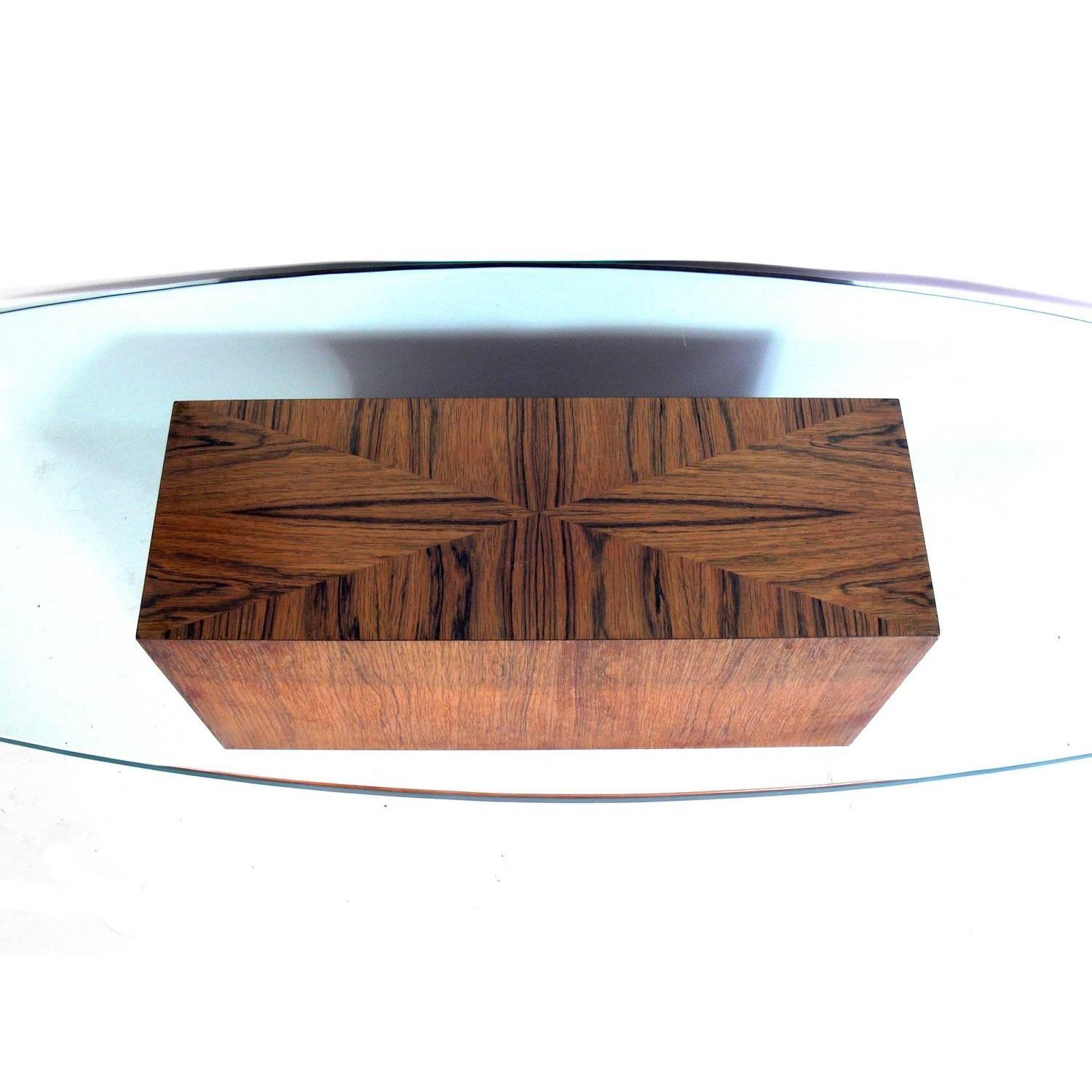 Harvey Probber Rosewood & Surfboard Glass Coffee Table - image-2
