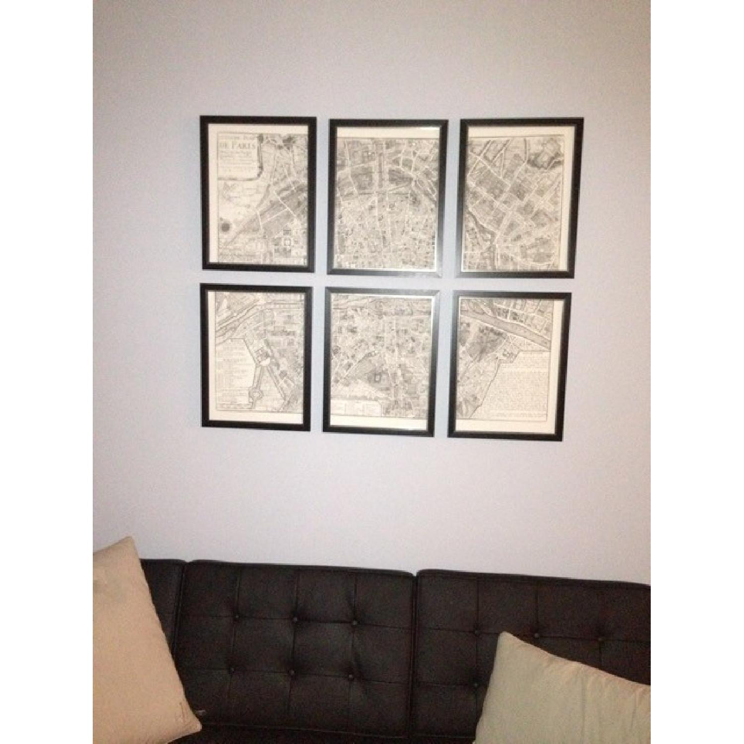 One Kings Lane Framed Maps of Paris Wall Art AptDeco