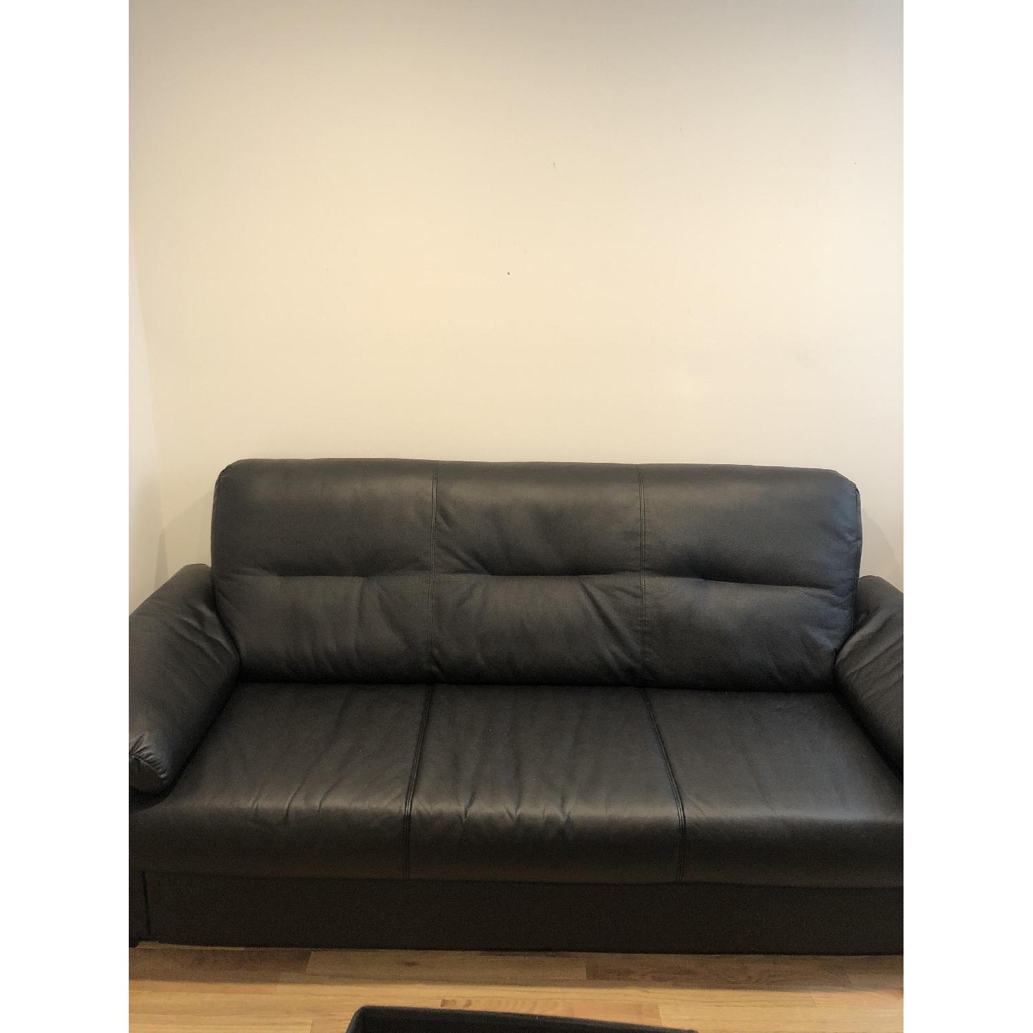 Ikea Knislinge Faux Black Leather Sofa AptDeco