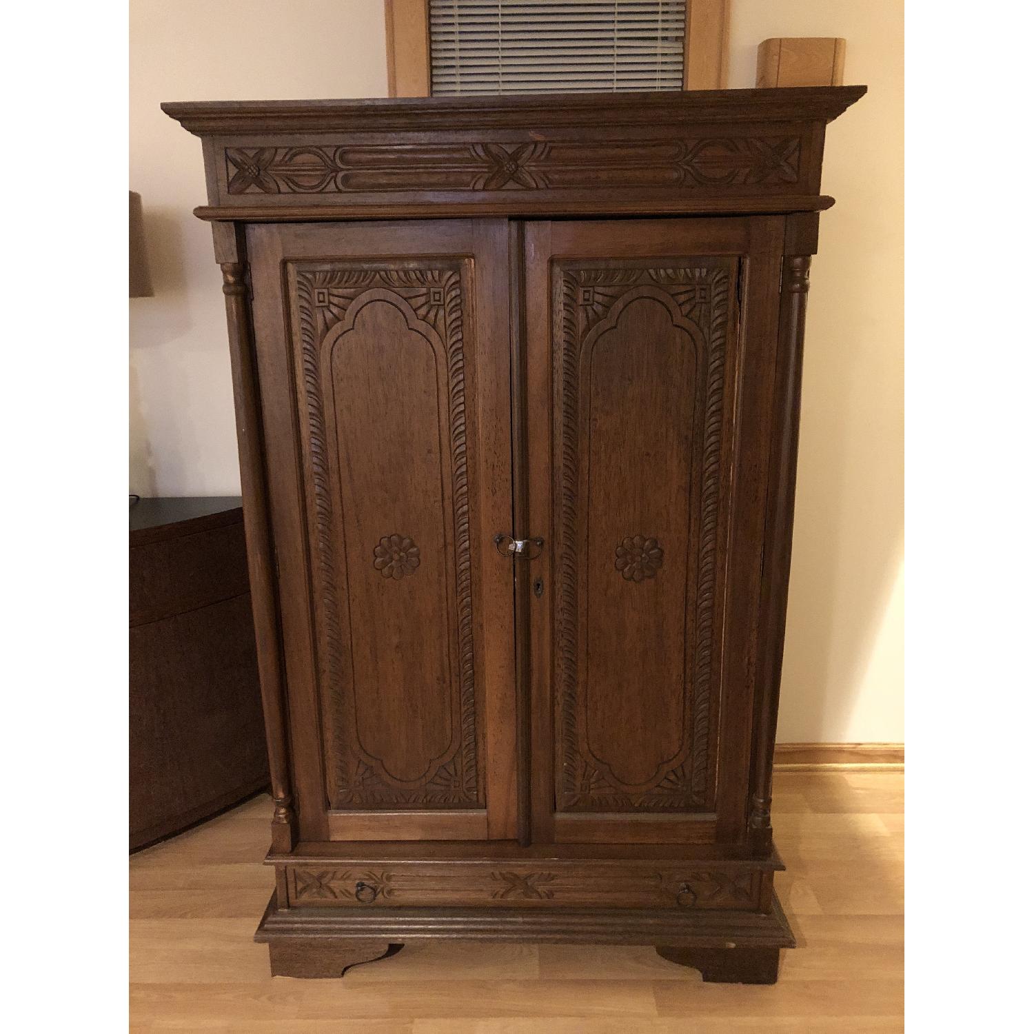 Antique Brown Wood Armoire - image-4