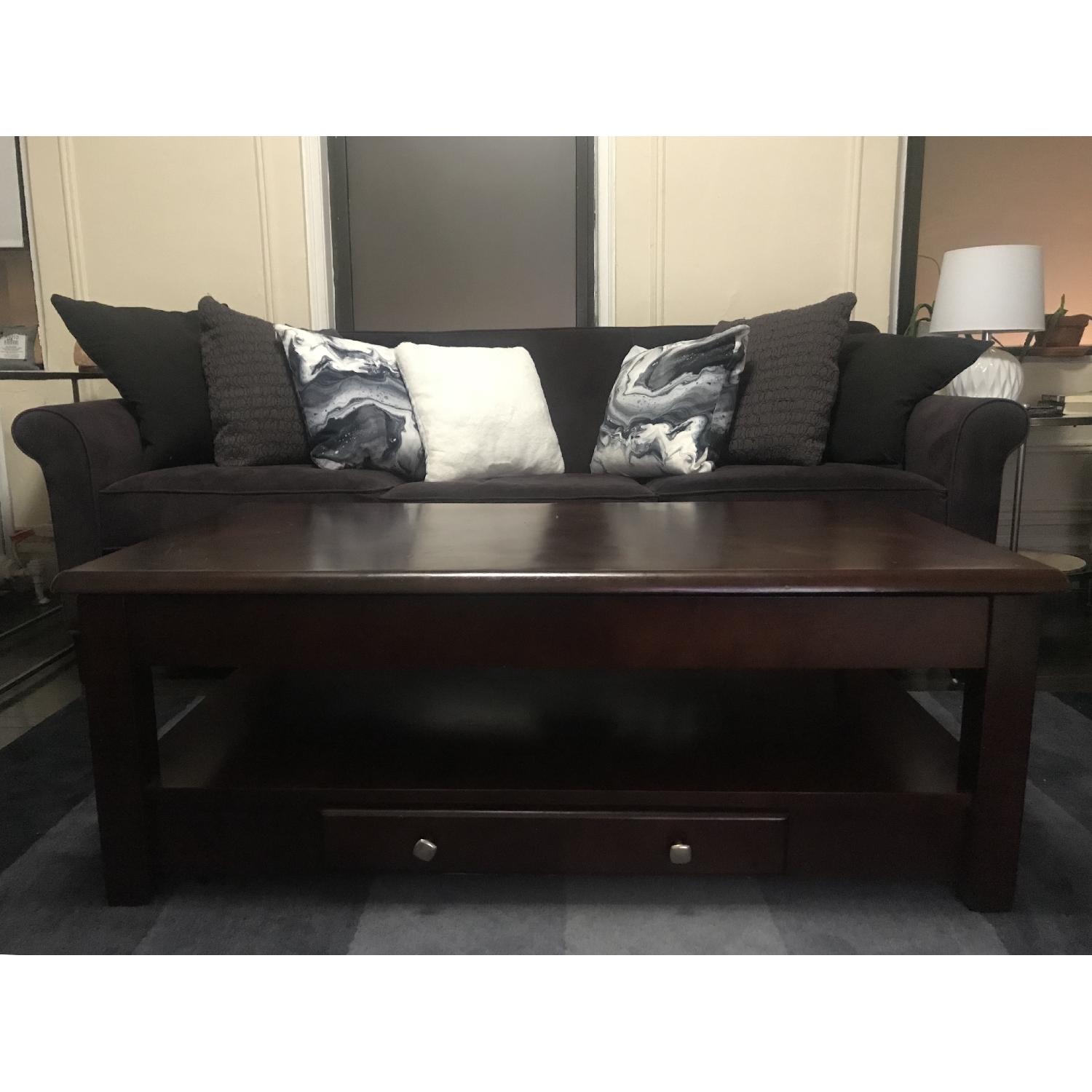 Raymour & Flanigan Lift Top Mahogany Cocktail Coffee Table - image-1