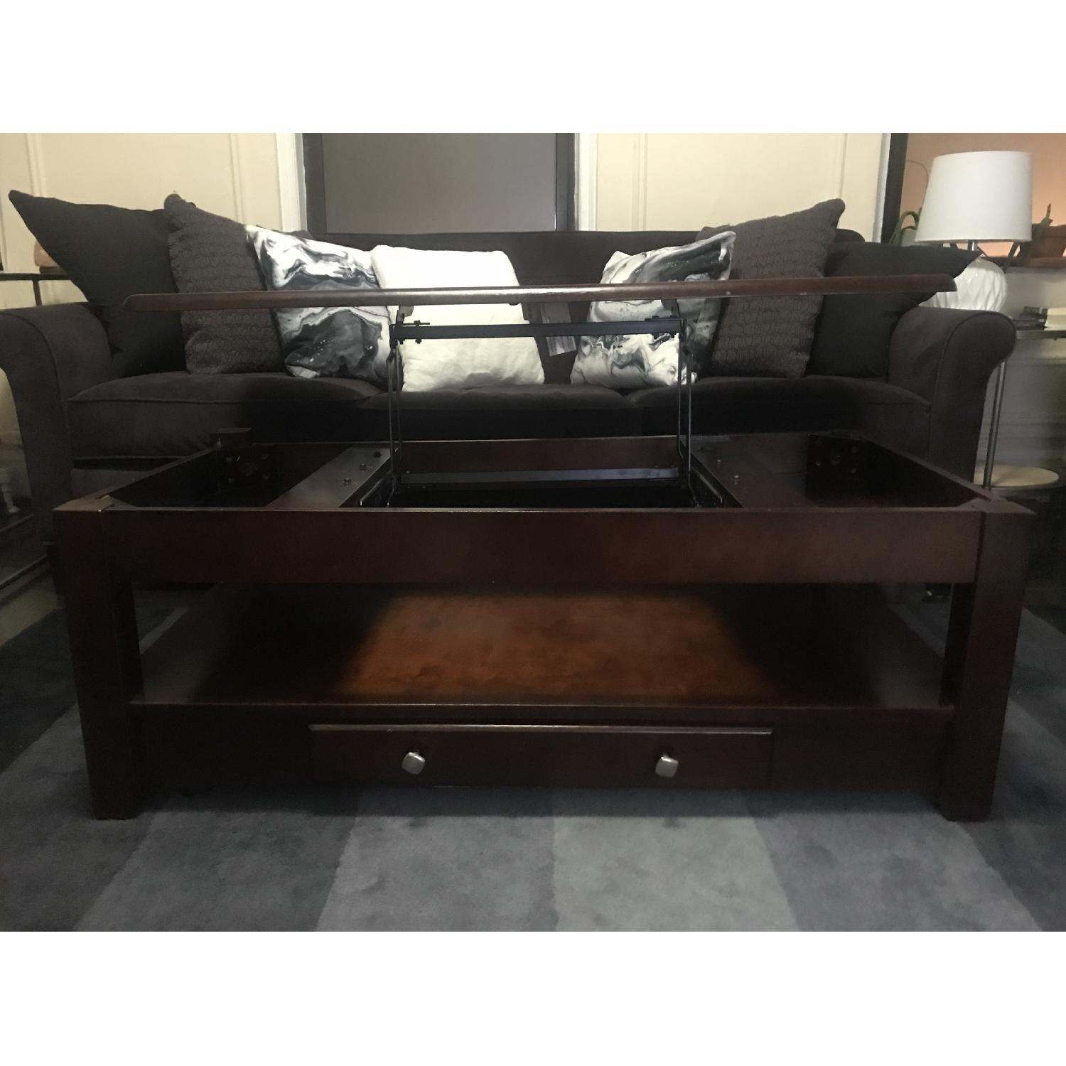 Raymour & Flanigan Lift Top Mahogany Cocktail Coffee Table - image-2