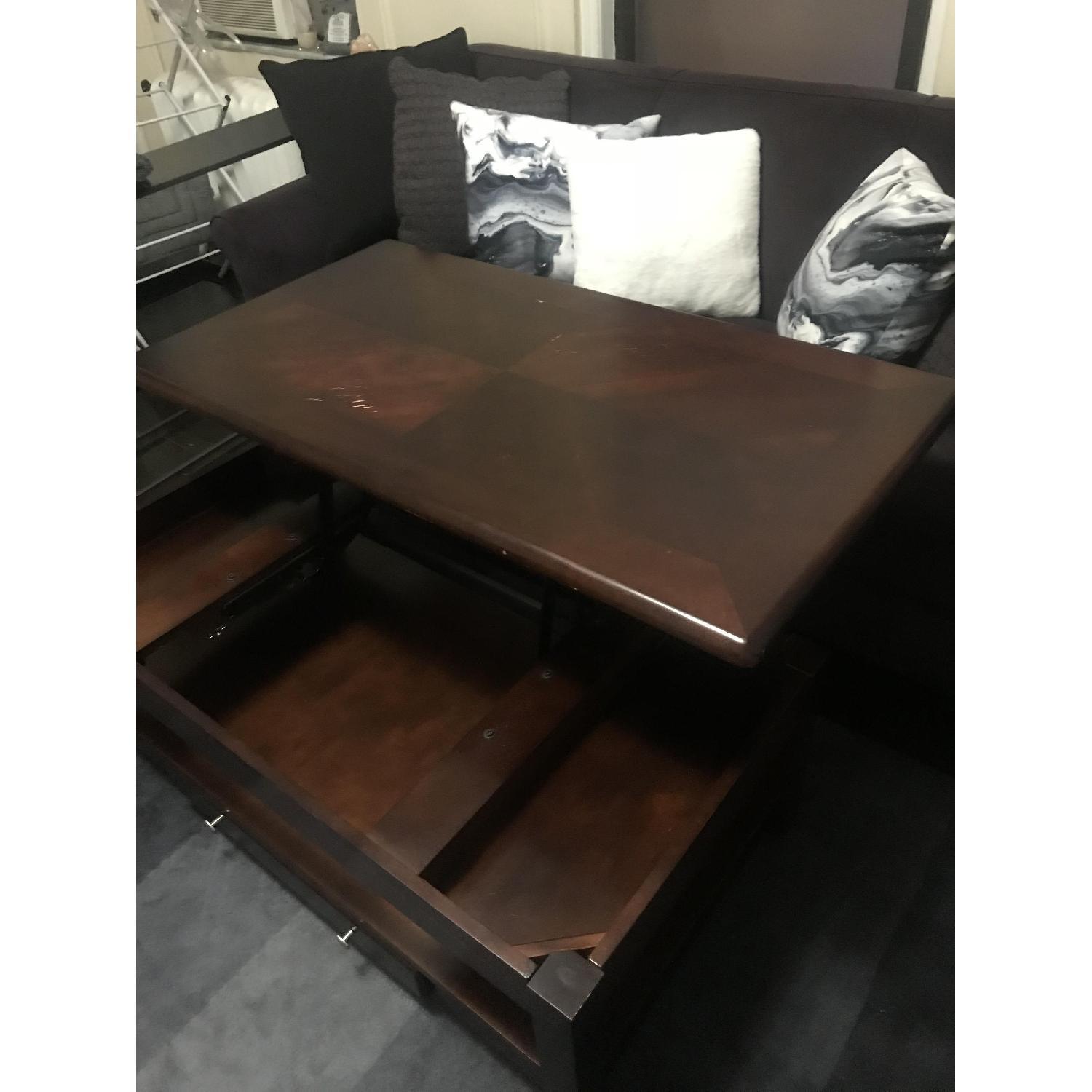 Raymour & Flanigan Lift Top Mahogany Cocktail Coffee Table - image-3