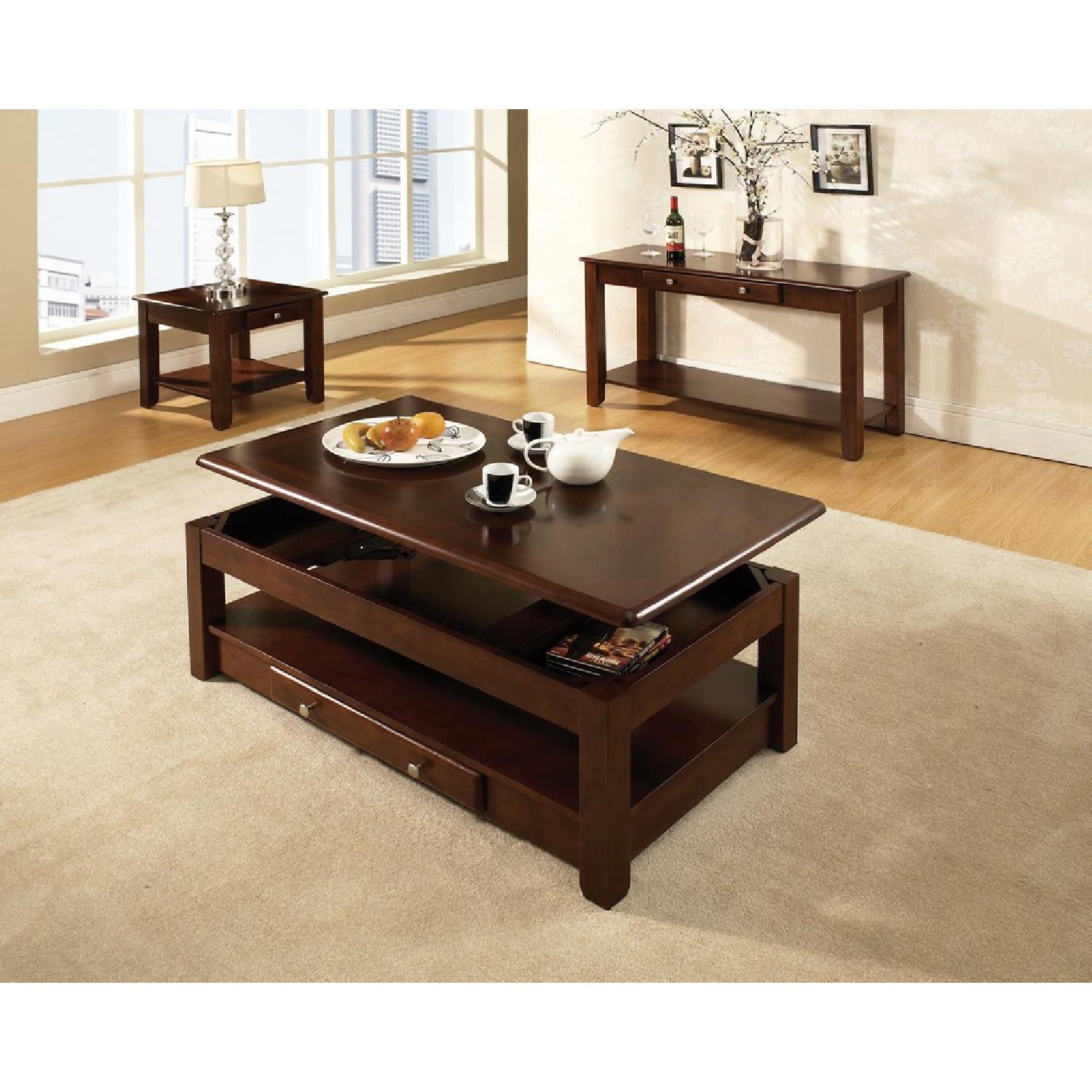Raymour & Flanigan Lift Top Mahogany Cocktail Coffee Table - image-9