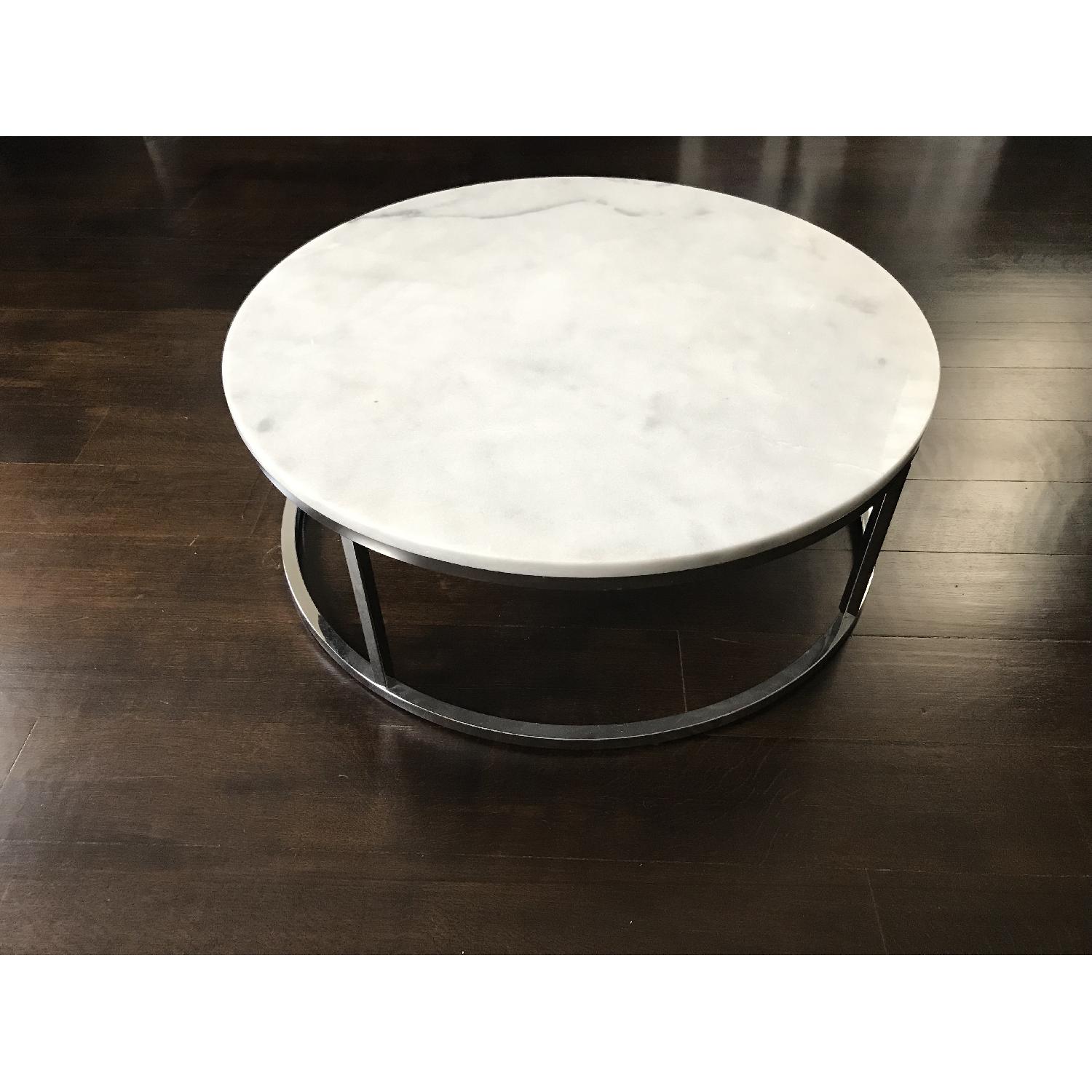 CB2 White Marble Round Coffee Table - image-2