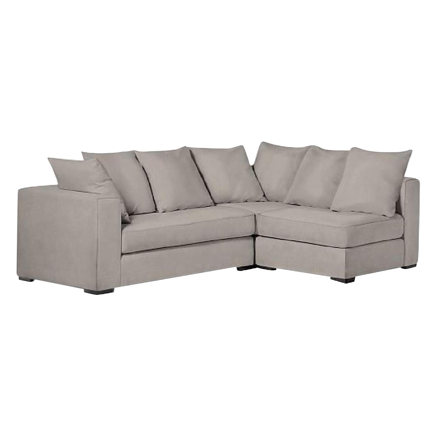West Elm Walton 3Piece Grey Sectional Sofa AptDeco