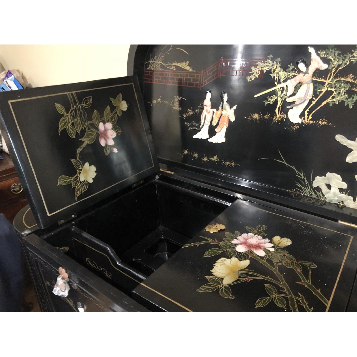 Antique Liquor Cabinet w/ Mother of Pearl Geisha Dragon - image-1