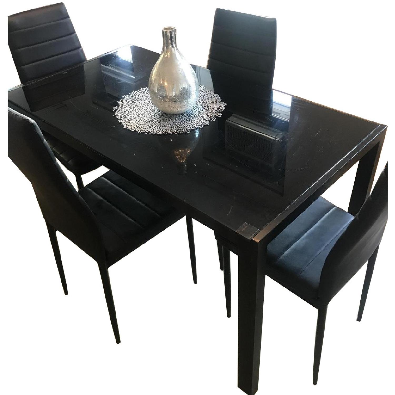 Tempered Glass Top Dining Table w/ 4 Chairs - AptDeco
