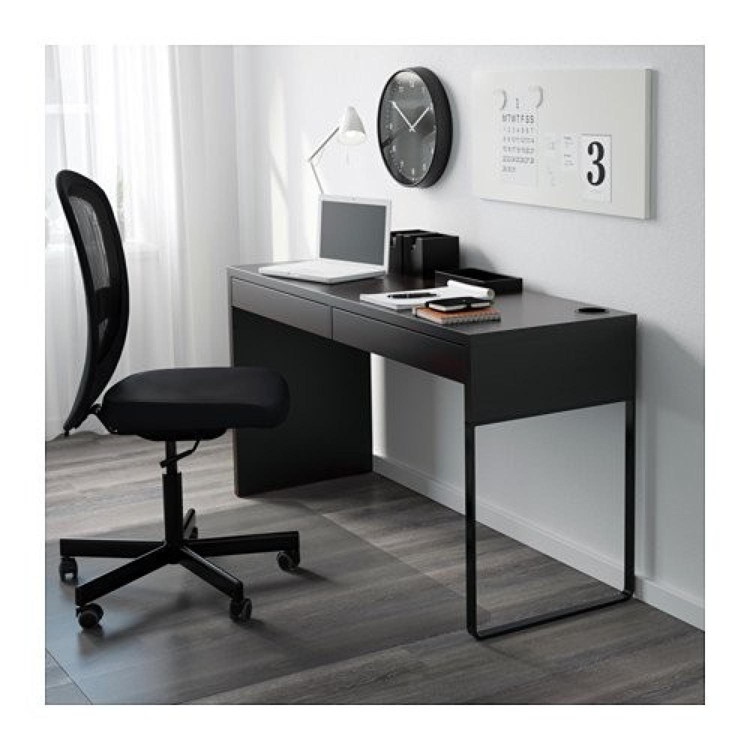 Ikea Micke Desk w/ 2 Drawers in Black-Brown - image-2